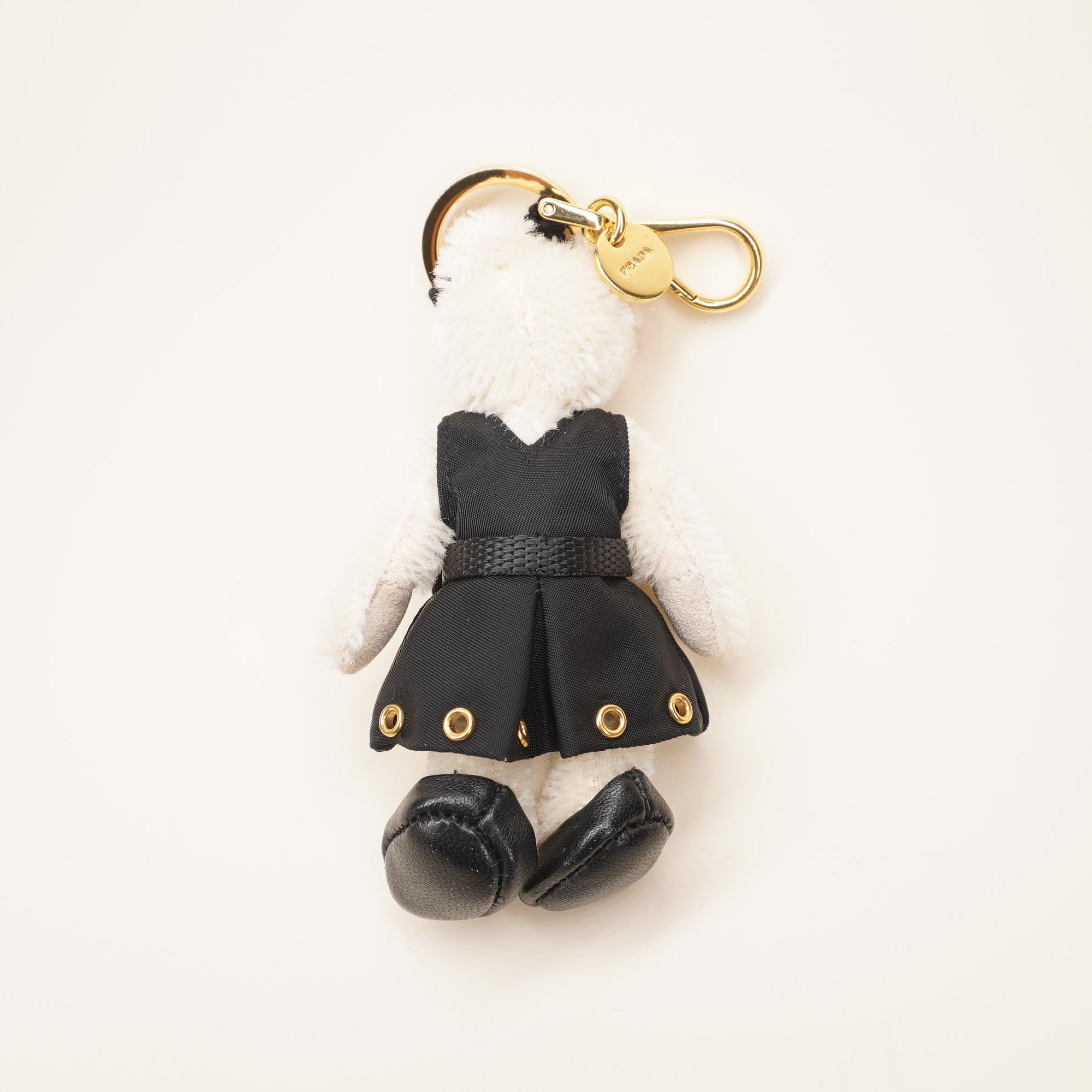 PRE-OWNED Teddy Bear White Keychain Bag Charm