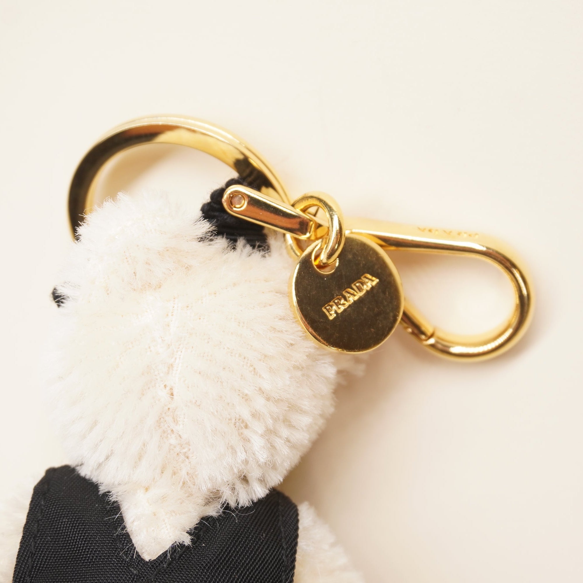 PRE-OWNED Teddy Bear White Keychain Bag Charm
