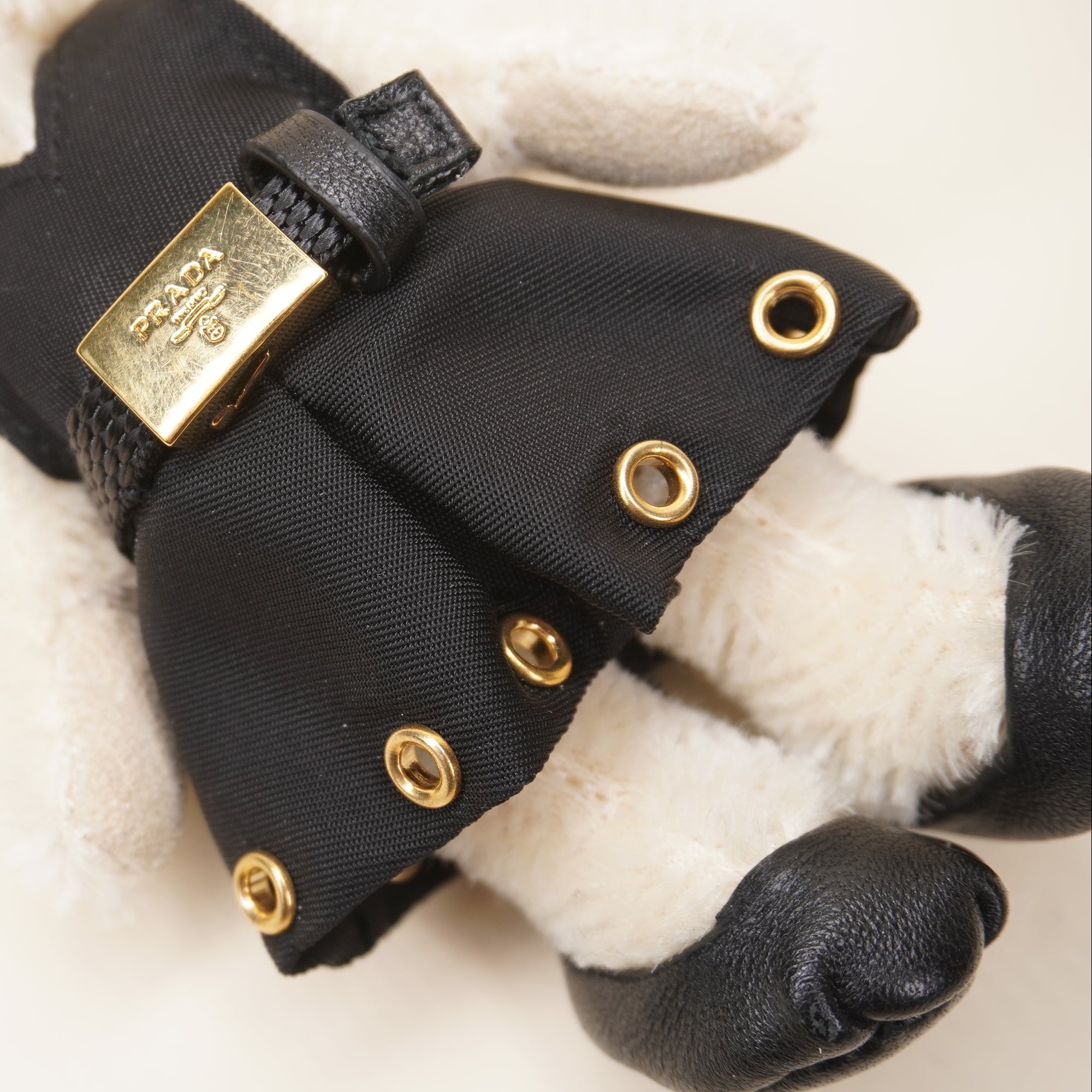 PRE-OWNED Teddy Bear White Keychain Bag Charm