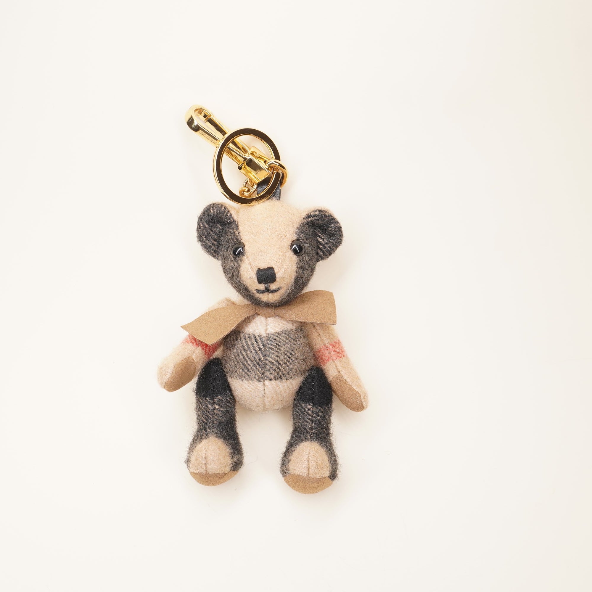 PRE-OWNED Cashmere House Check Thomas Bear Bag Charm Camel