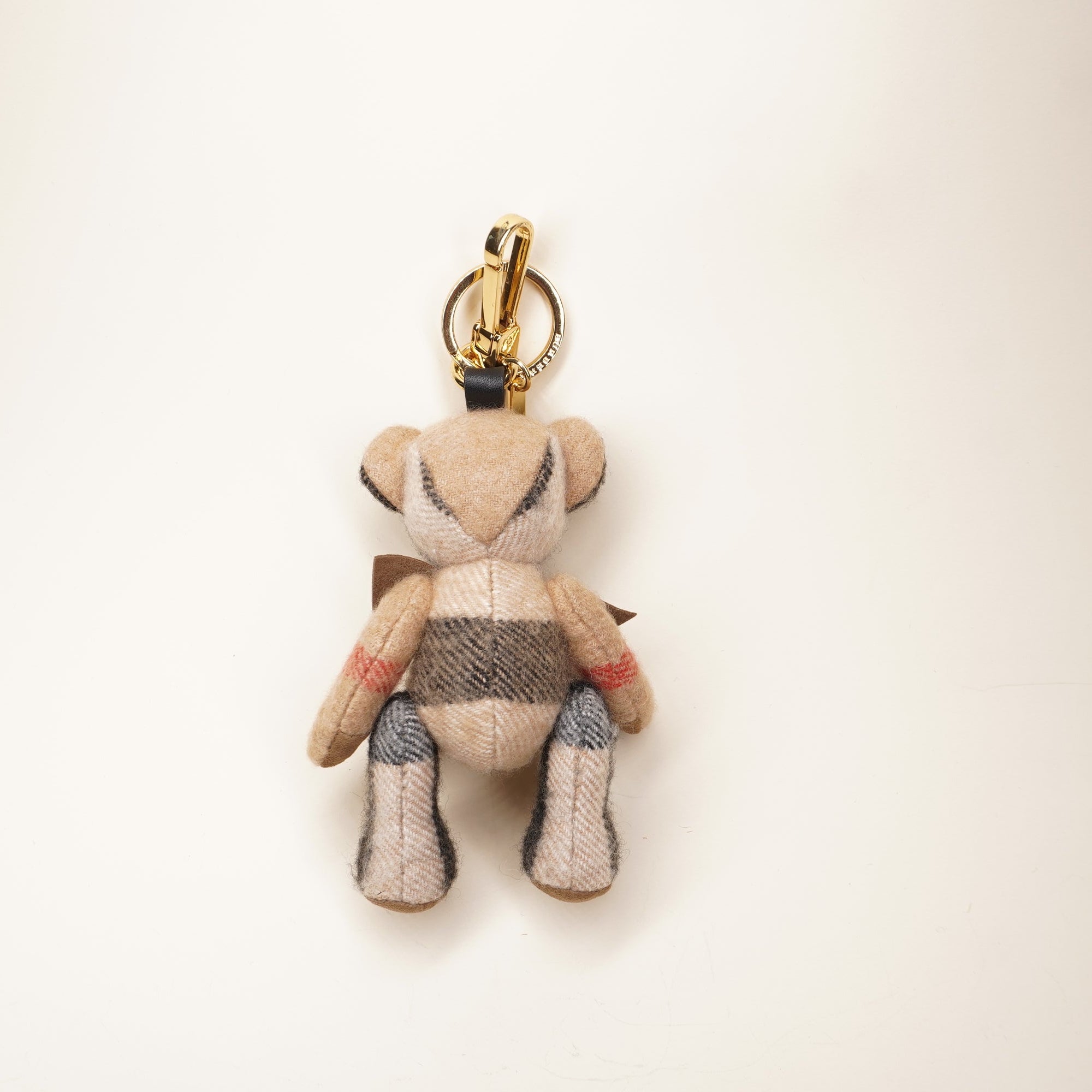 PRE-OWNED Cashmere House Check Thomas Bear Bag Charm Camel
