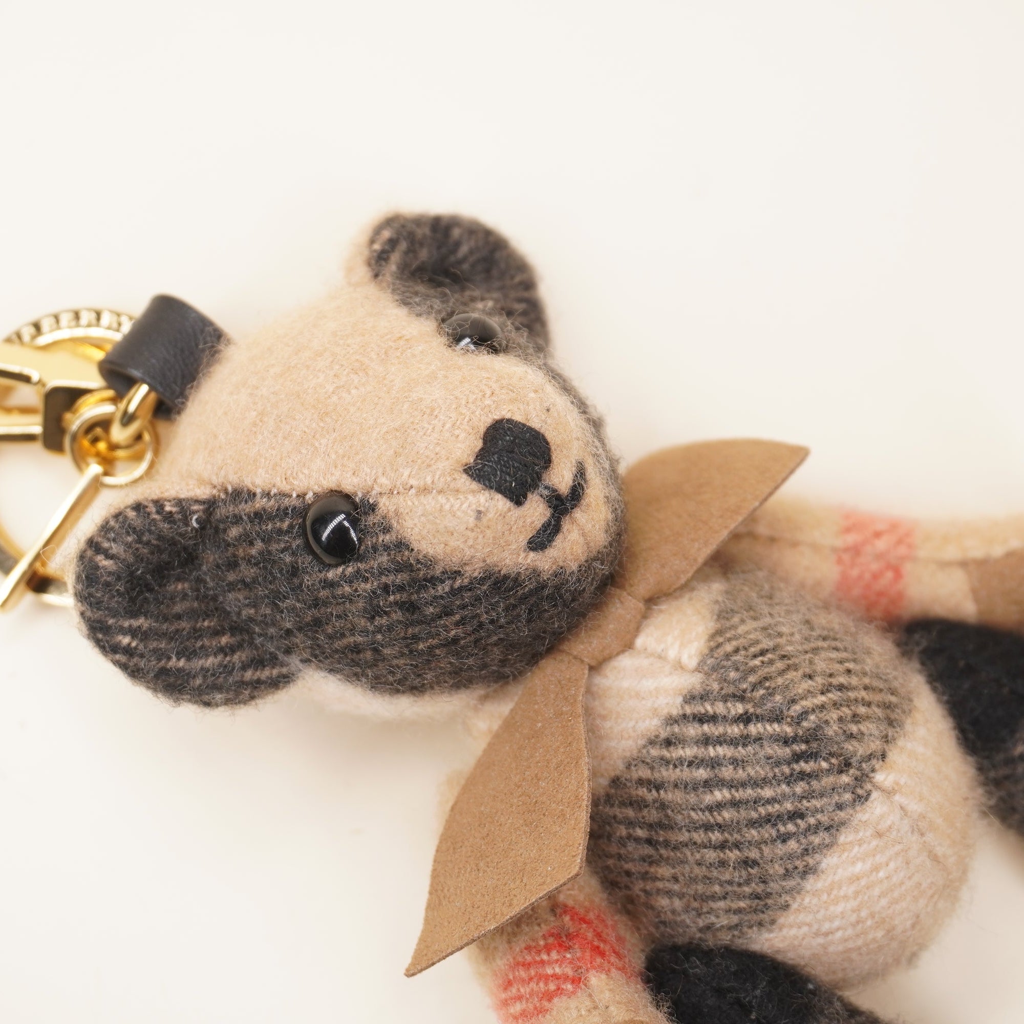 PRE-OWNED Cashmere House Check Thomas Bear Bag Charm Camel