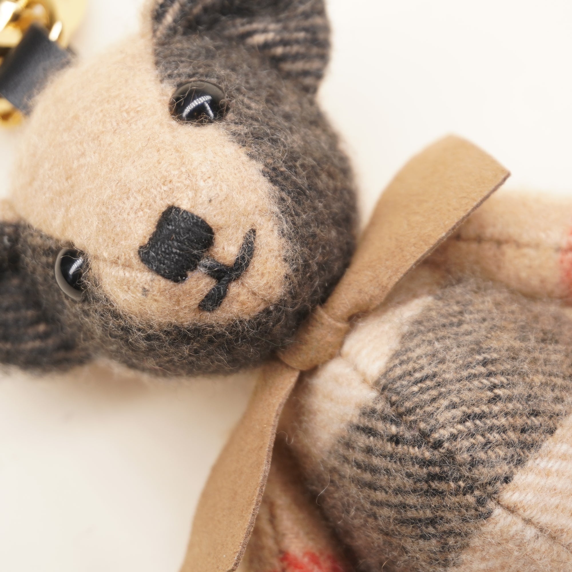 PRE-OWNED Cashmere House Check Thomas Bear Bag Charm Camel