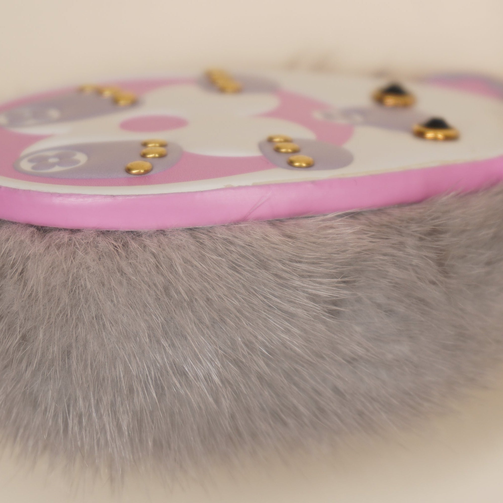 PRE-OWNED LV Hedgehog Fur Bag Charm and Key Holder