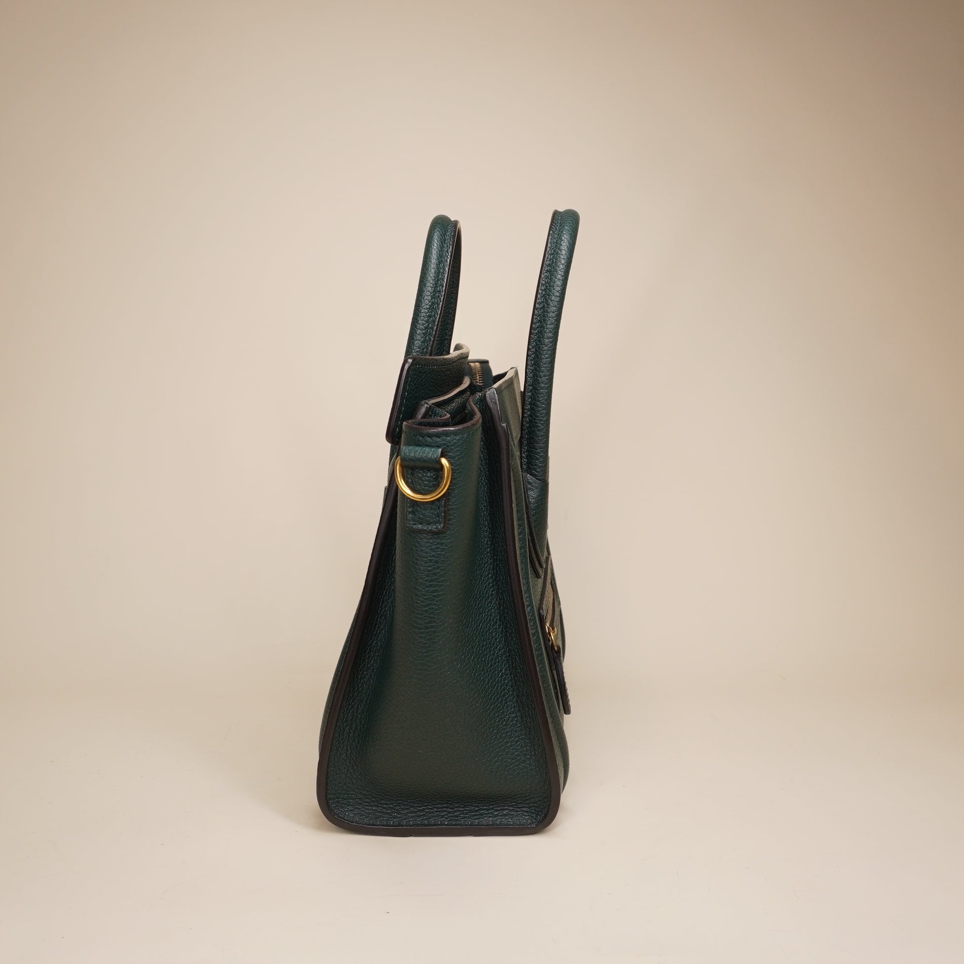 Luggage Bag Grainy Leather Nano Dark Green Shoulder Bag