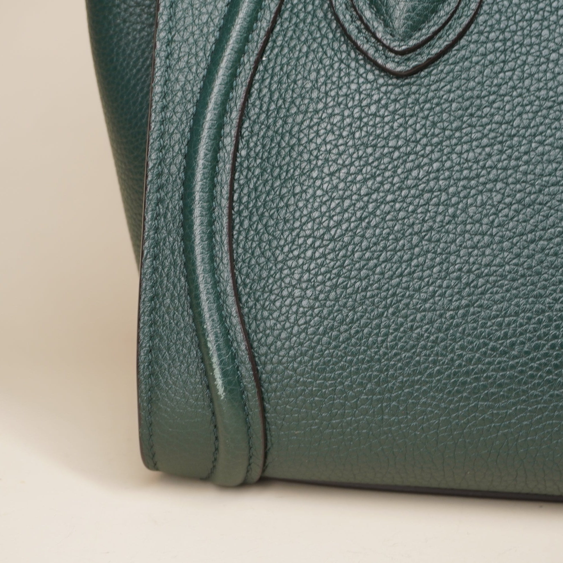  Luggage Bag Grainy Leather Nano Dark Green Shoulder Bag