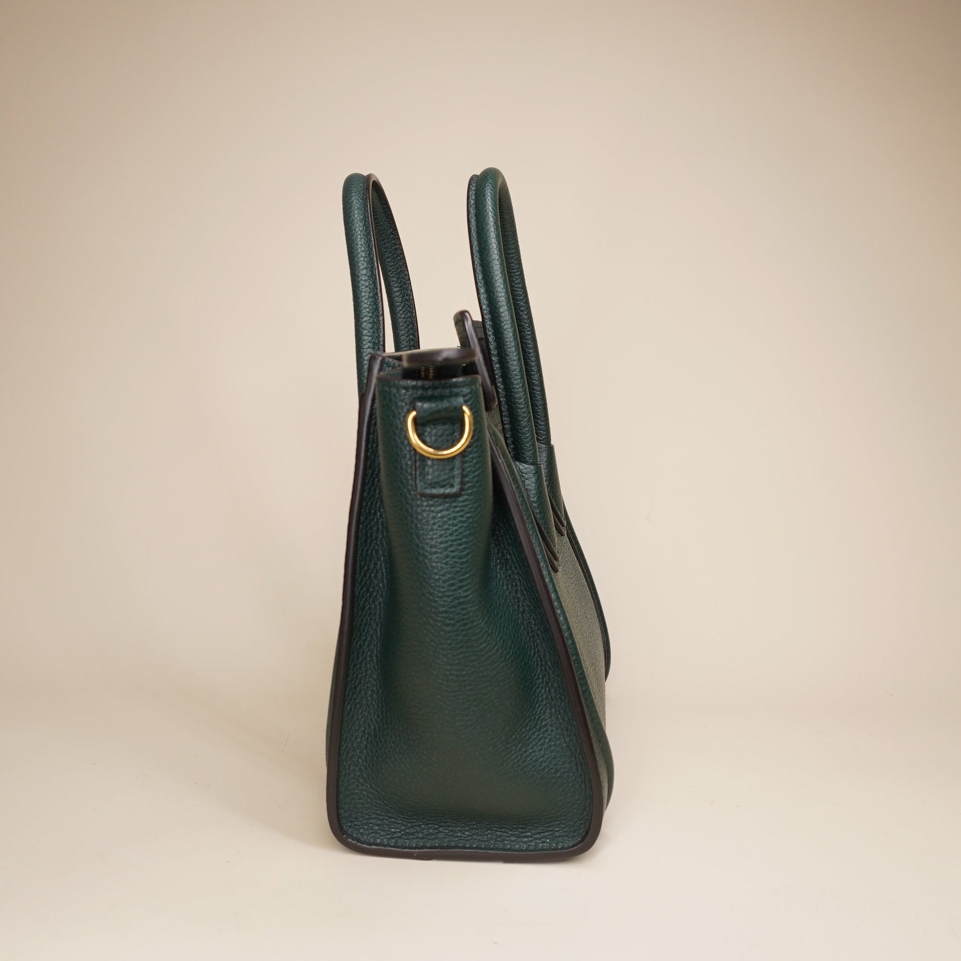  Luggage Bag Grainy Leather Nano Dark Green Shoulder Bag