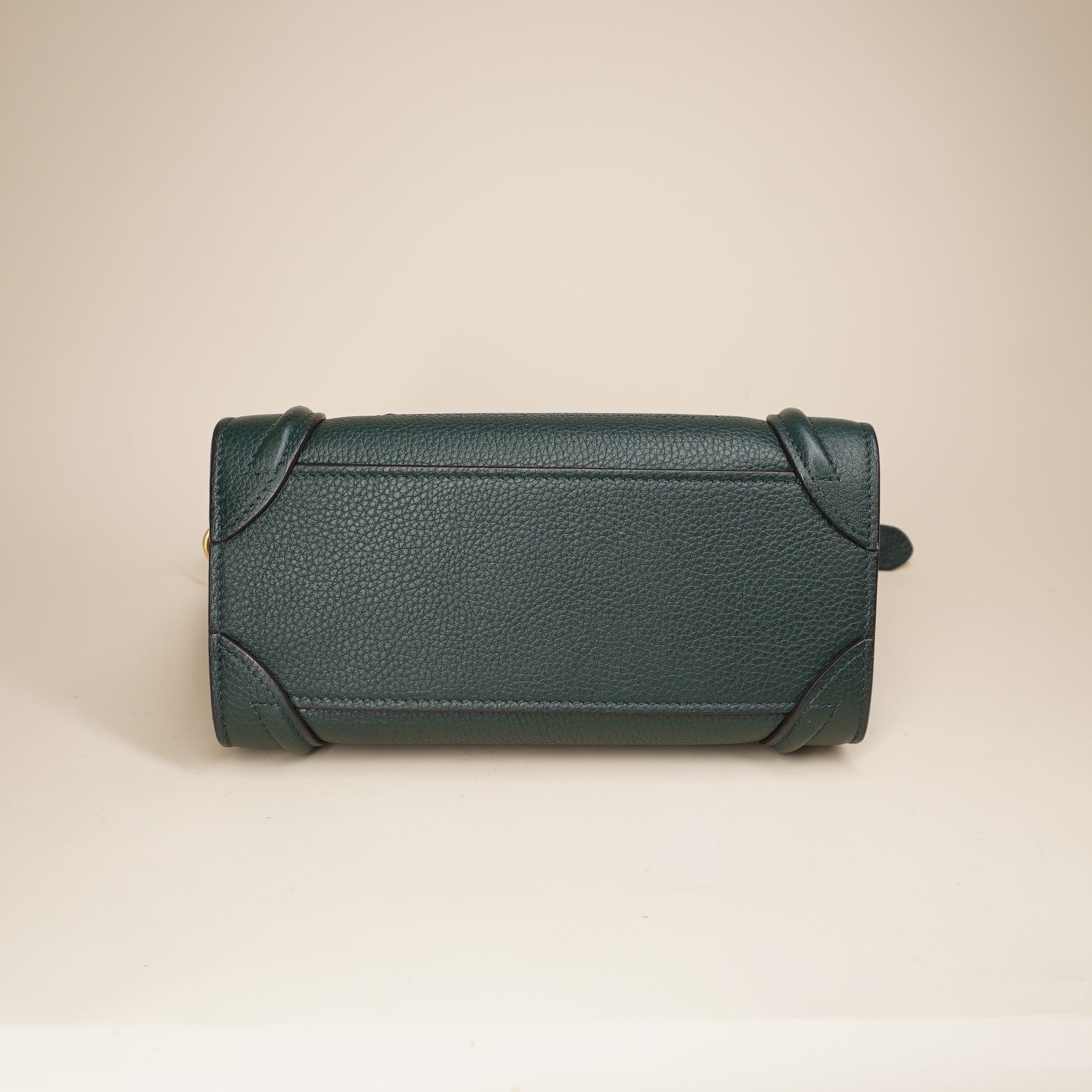  Luggage Bag Grainy Leather Nano Dark Green Shoulder Bag