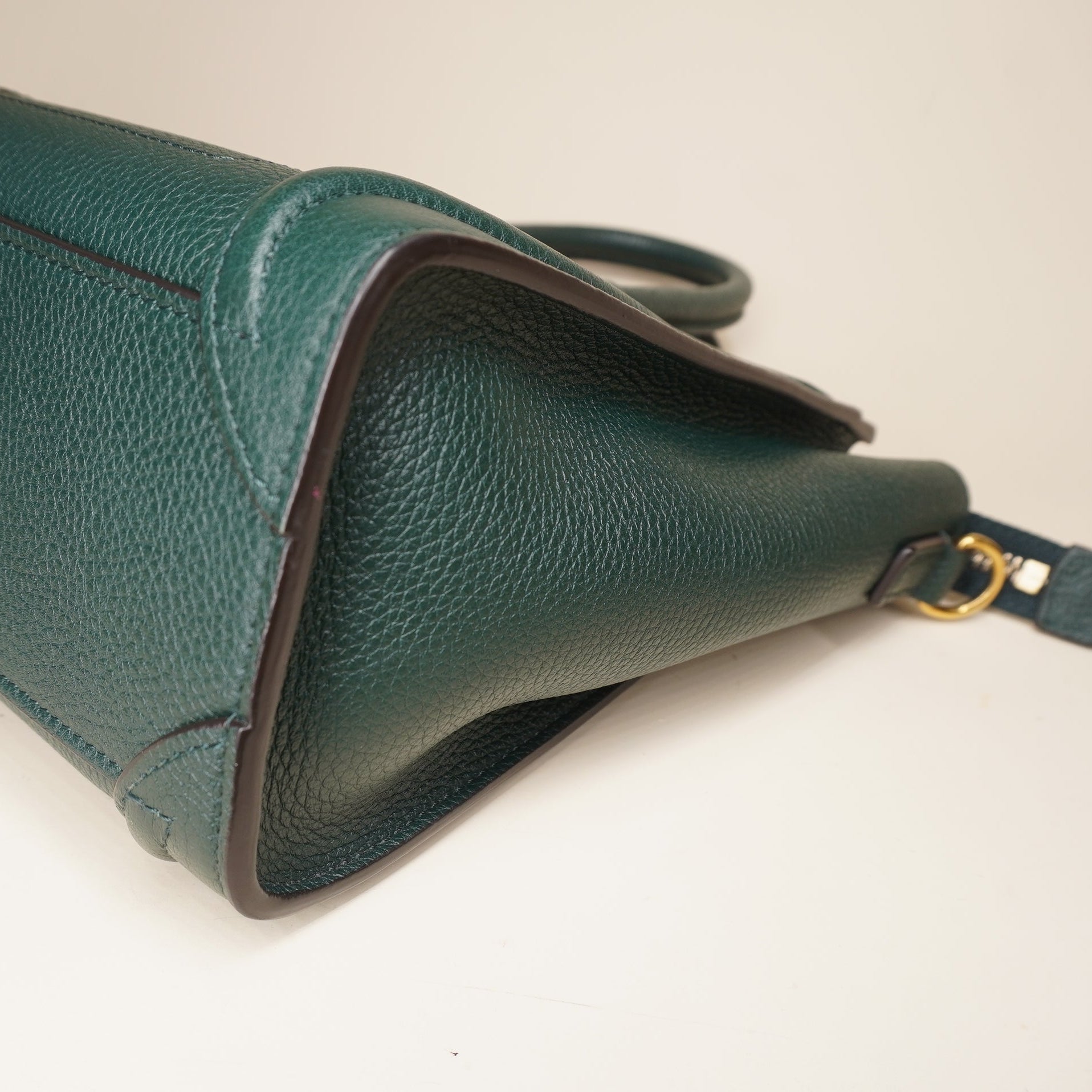  Luggage Bag Grainy Leather Nano Dark Green Shoulder Bag