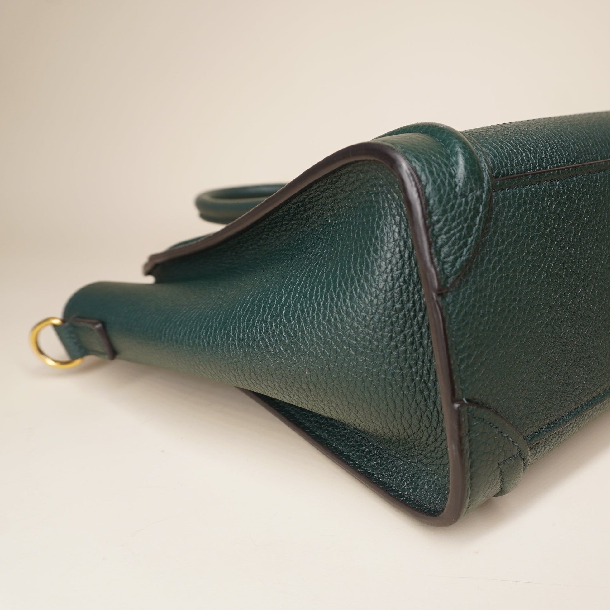  Luggage Bag Grainy Leather Nano Dark Green Shoulder Bag