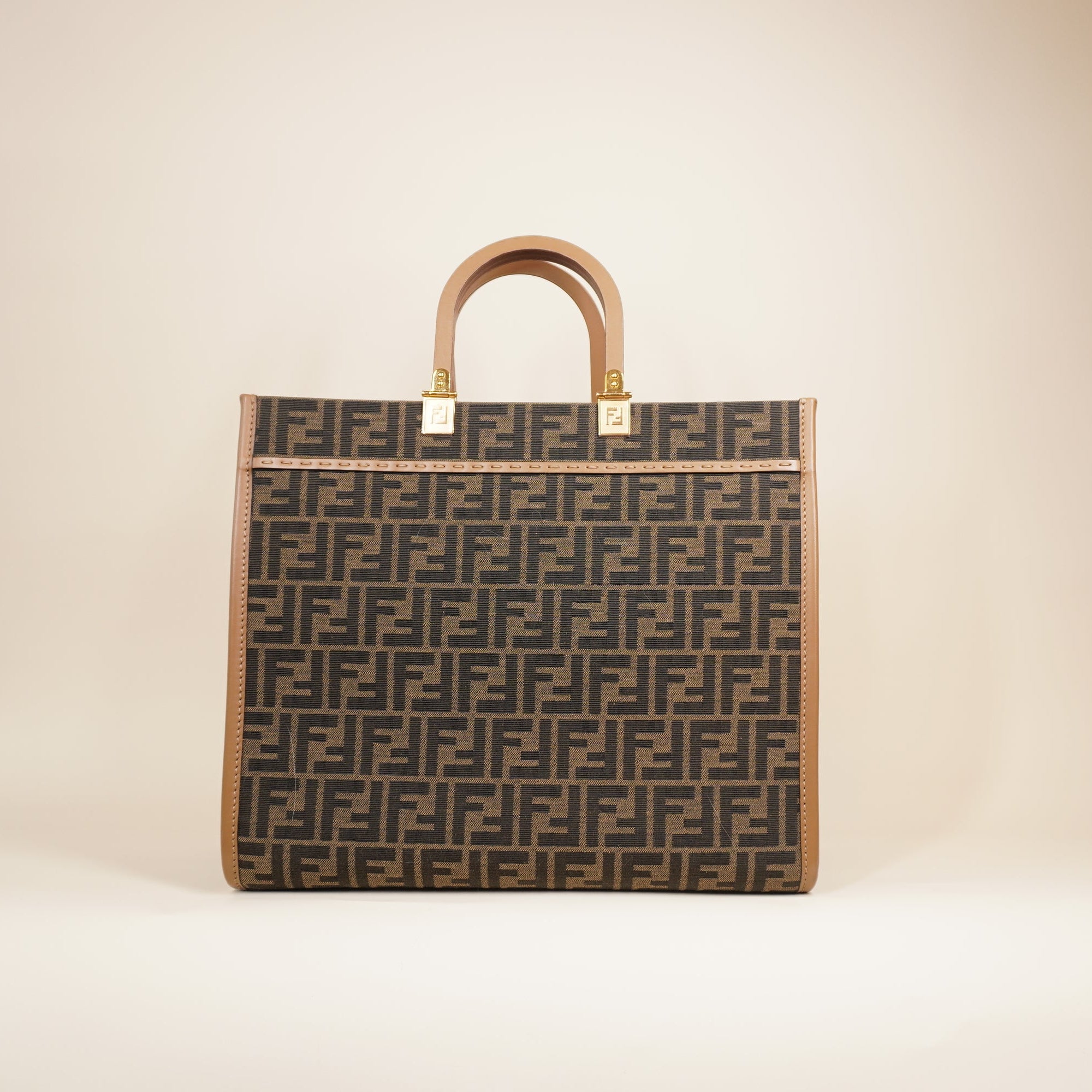 PRE-OWNED FF Sunshine Zucca Canvas Tote Medium Shoulder Bag