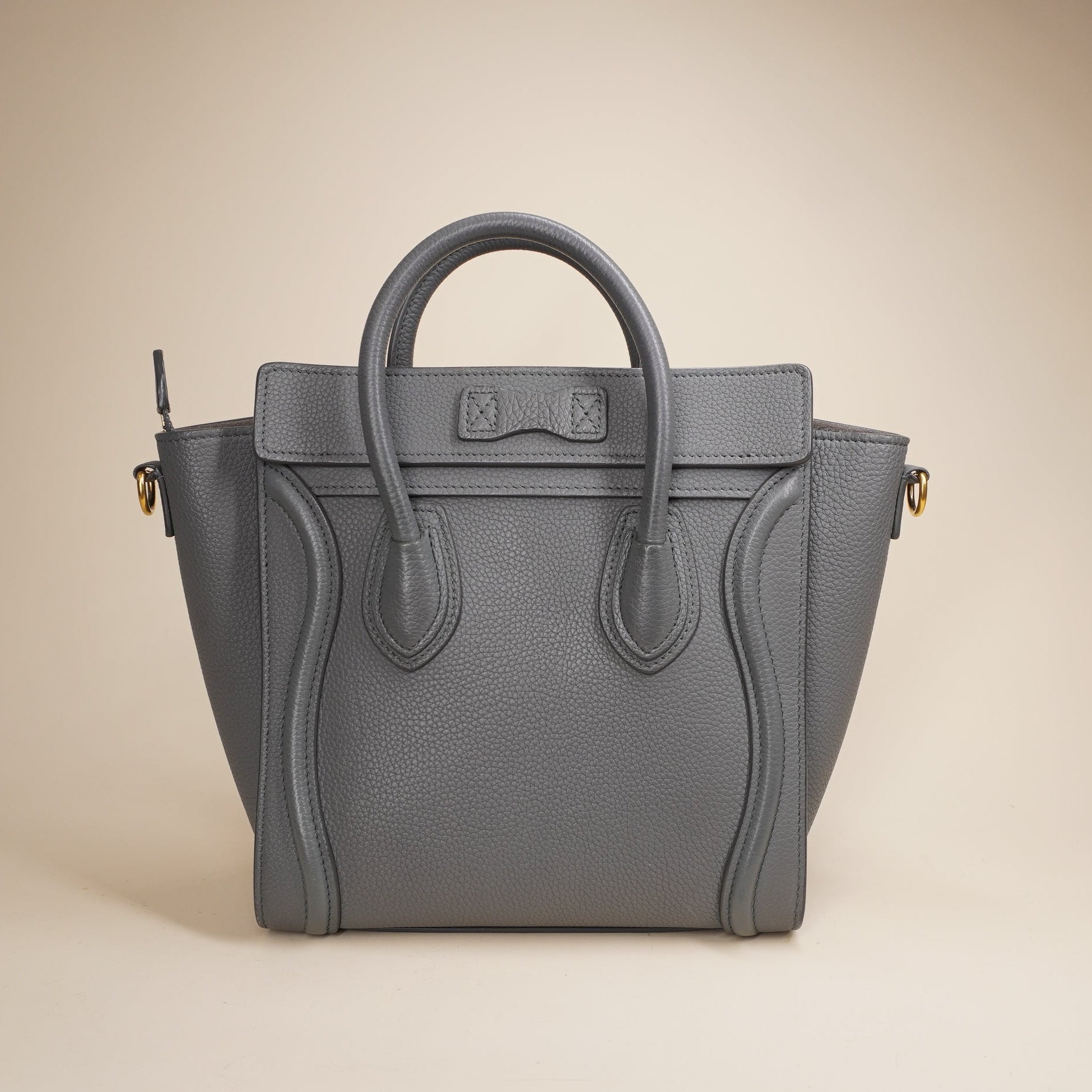PRE-OWNED Luggage Bag Grainy Leather Nano Grey Shoulder Bag