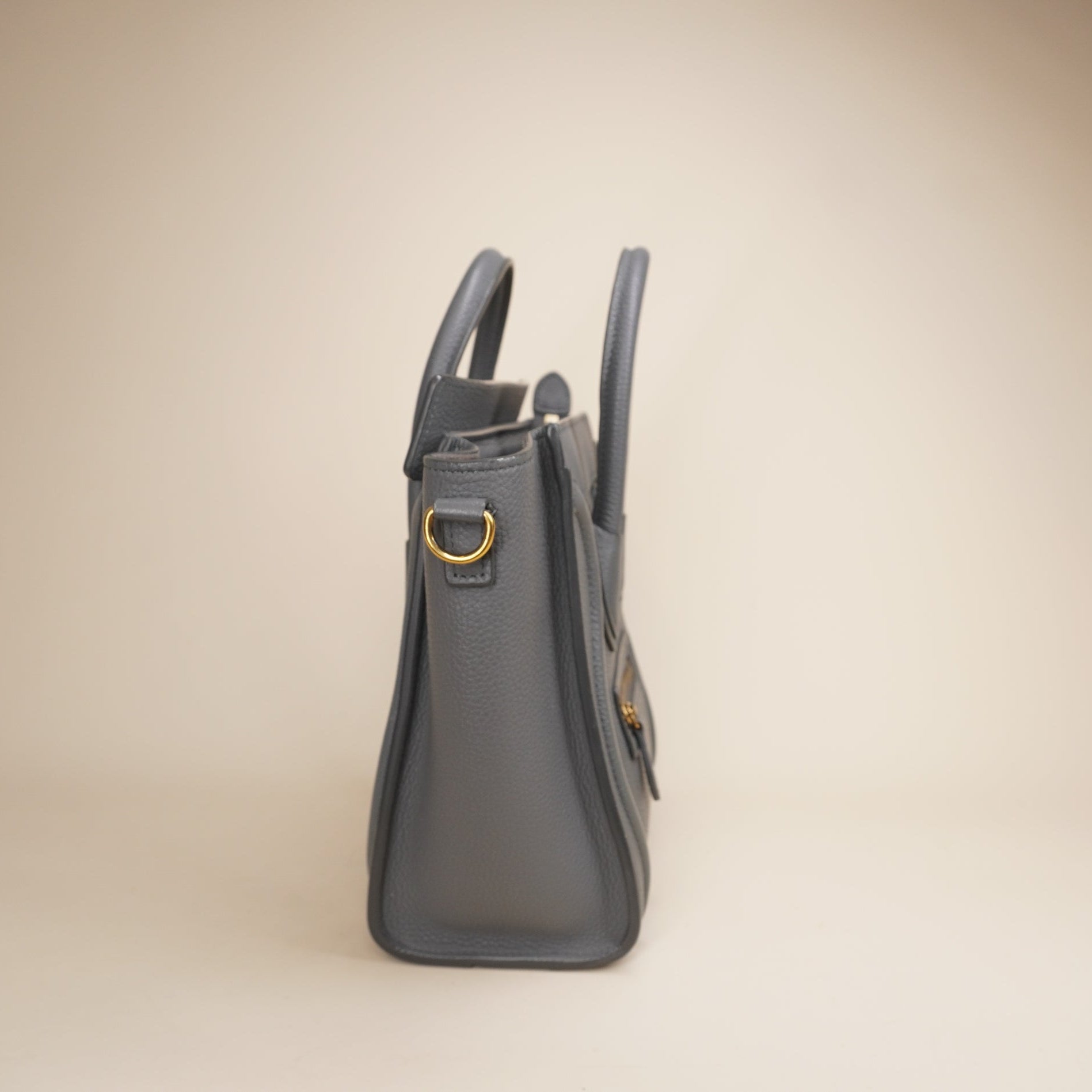 PRE-OWNED Luggage Bag Grainy Leather Nano Grey Shoulder Bag