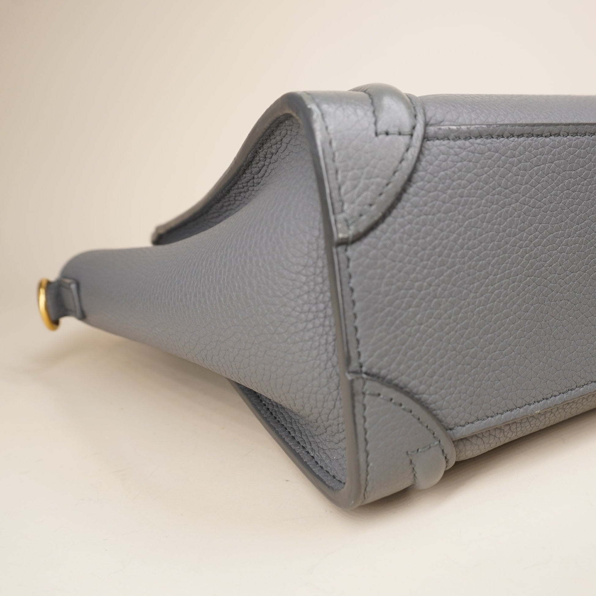 PRE-OWNED Luggage Bag Grainy Leather Nano Grey Shoulder Bag