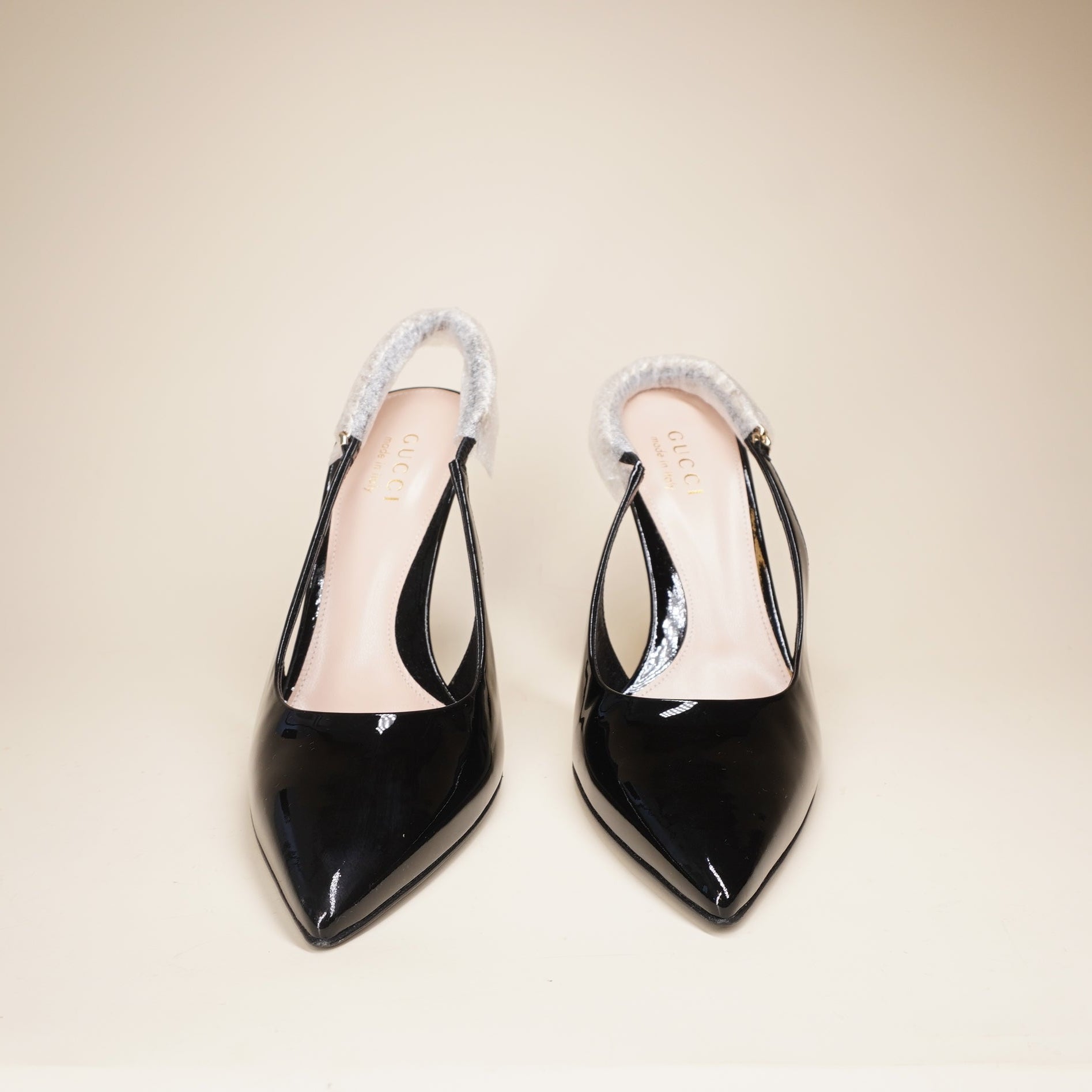 PRE-OWNED GG Signoria Slingback Pump Black Charol 7.5
