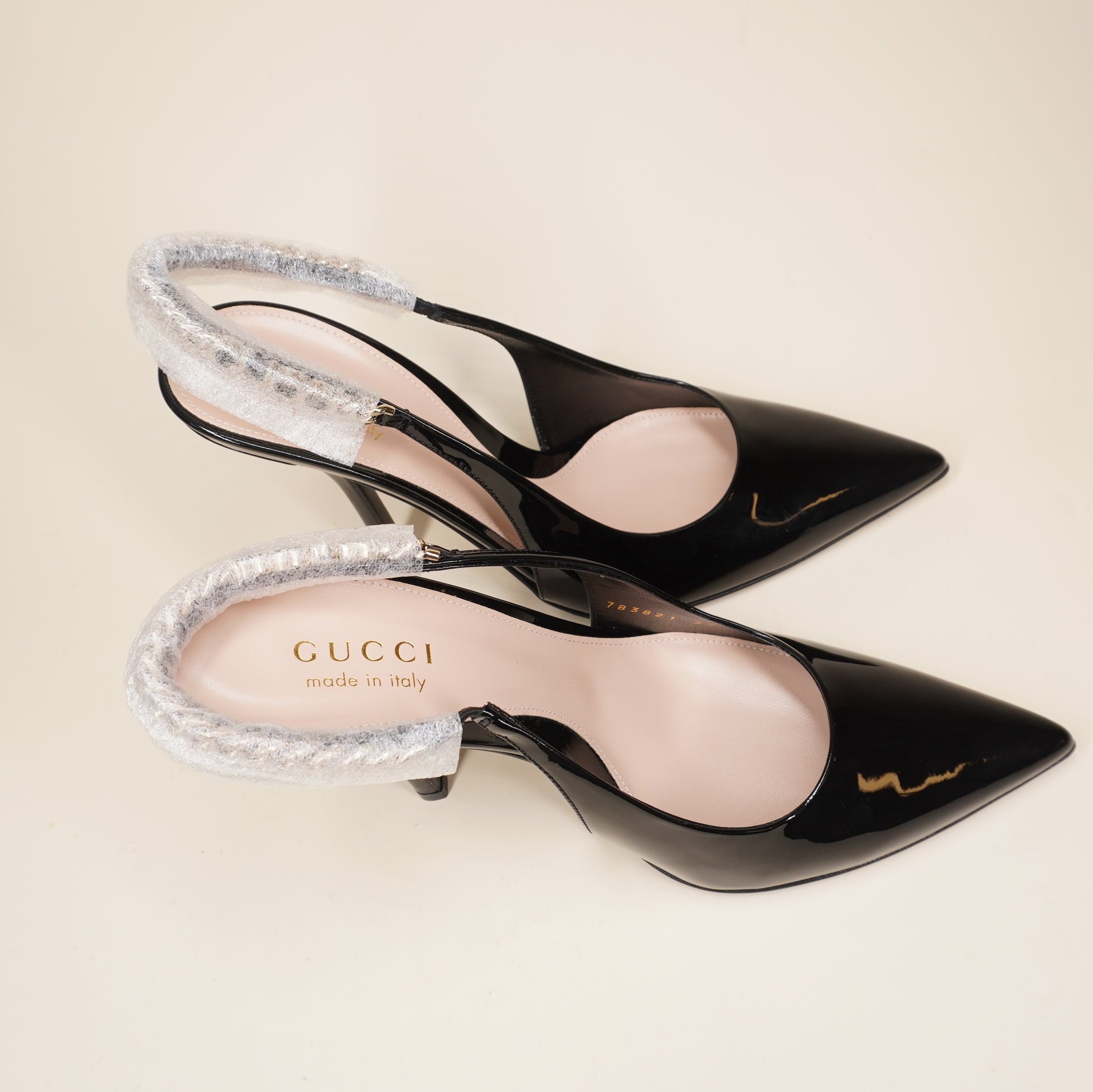 PRE-OWNED GG Signoria Slingback Pump Black Charol 7
