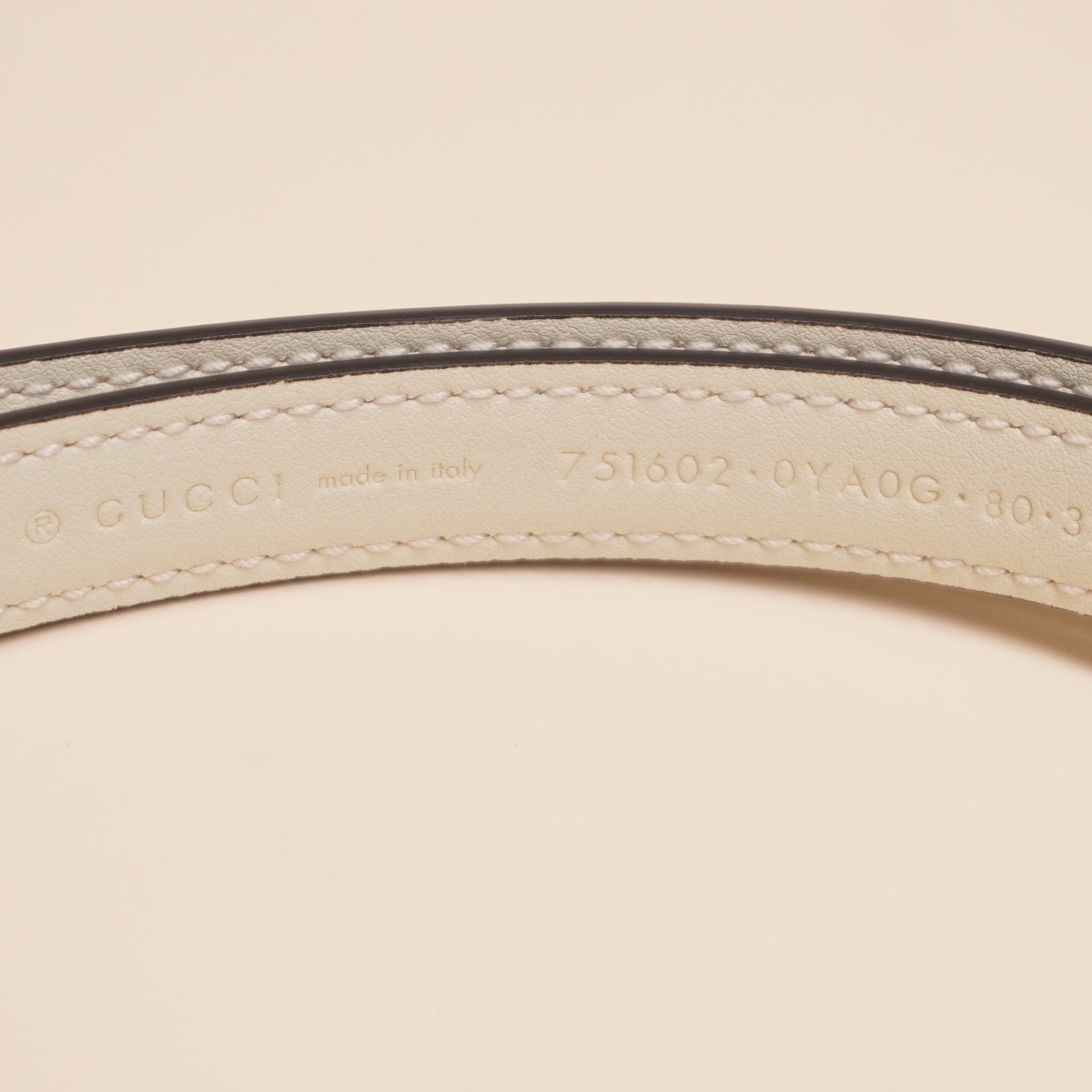 PRE-OWNED GG Belt Cream Leather 80/32