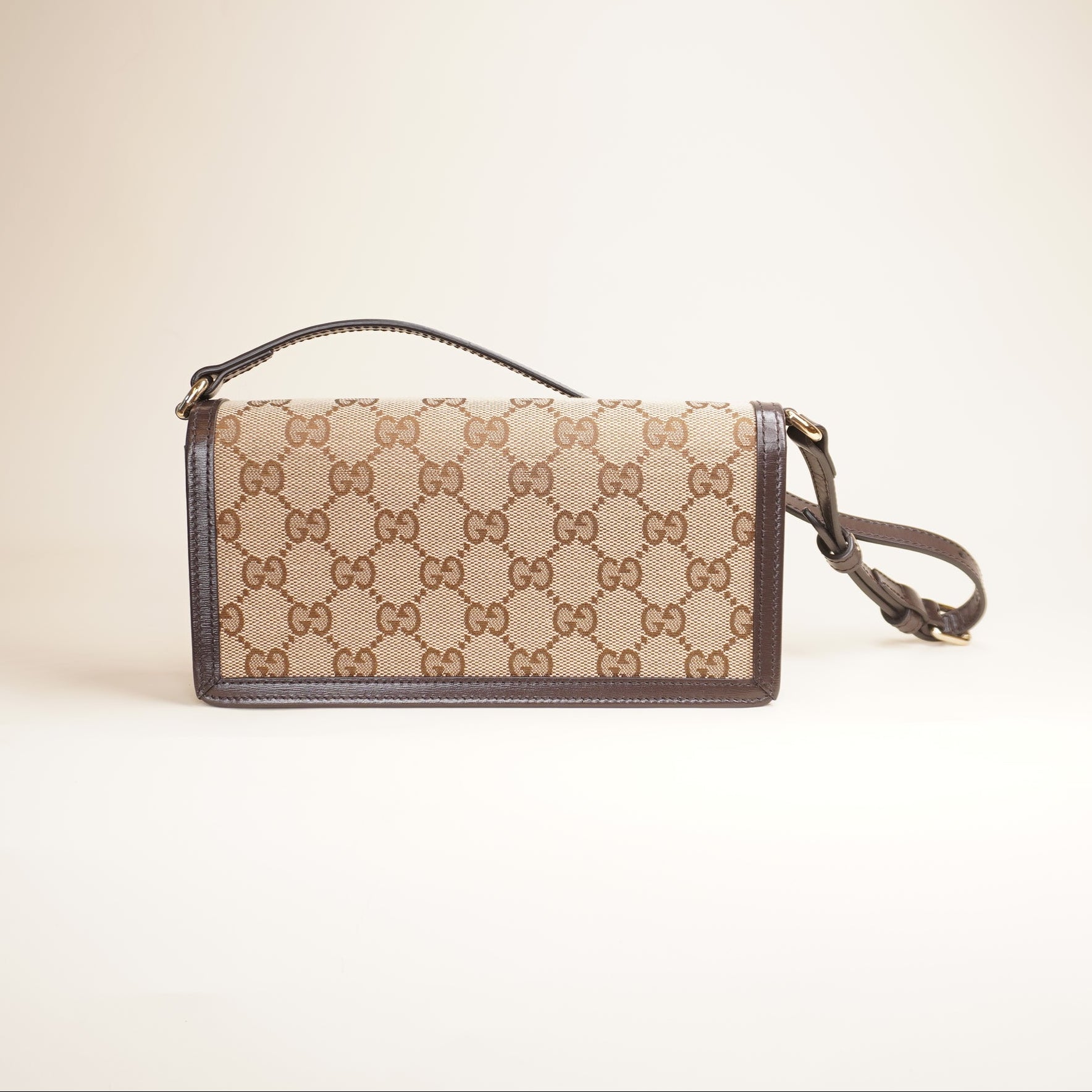 PRE-OWNED GG Monogram Mini Luce Shoulder Bag Beige Ebony