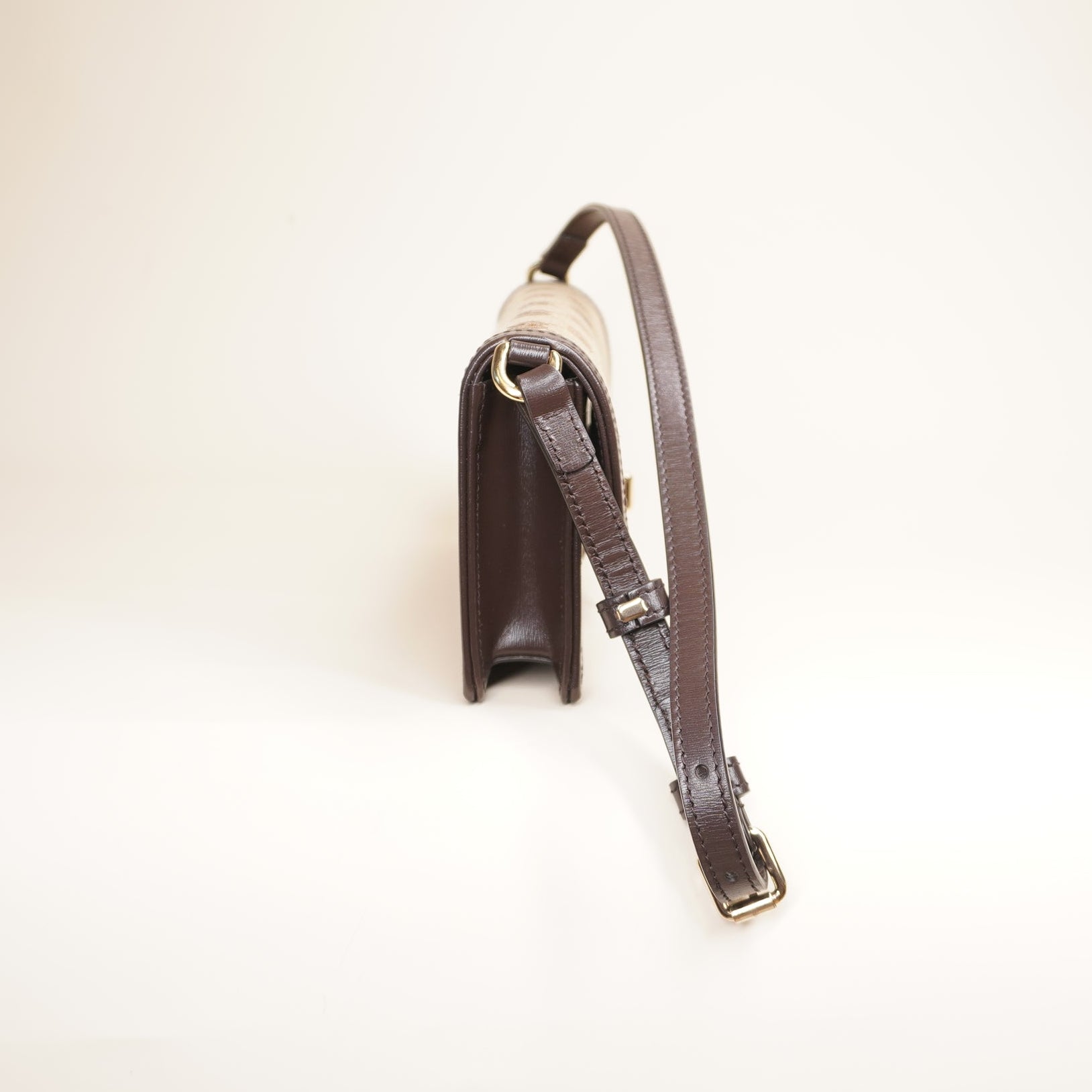 PRE-OWNED GG Monogram Mini Luce Shoulder Bag Beige Ebony