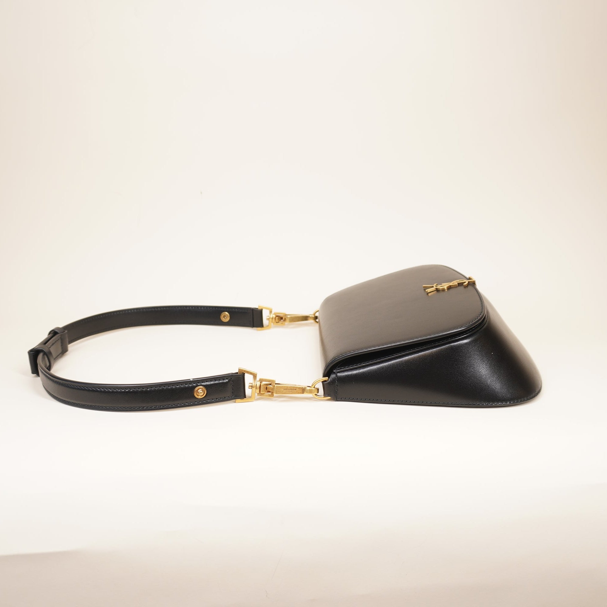 PRE-OWNED YSL Box Calfskin Voltaire Shoulder Bag Black