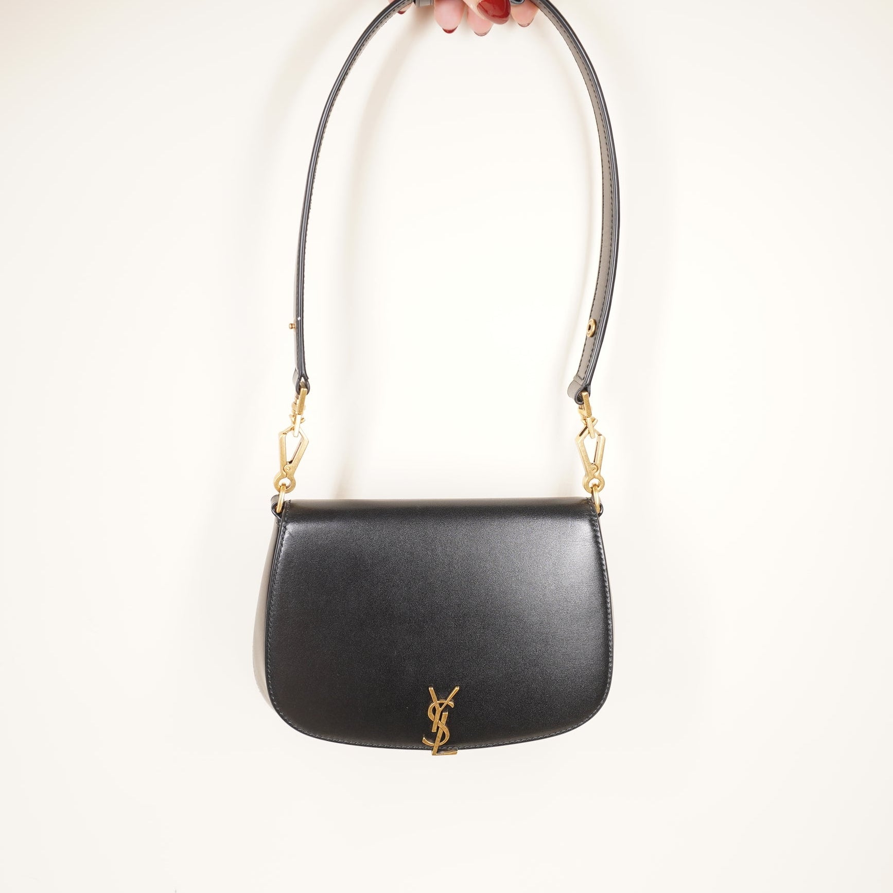 PRE-OWNED YSL Box Calfskin Voltaire Shoulder Bag Black