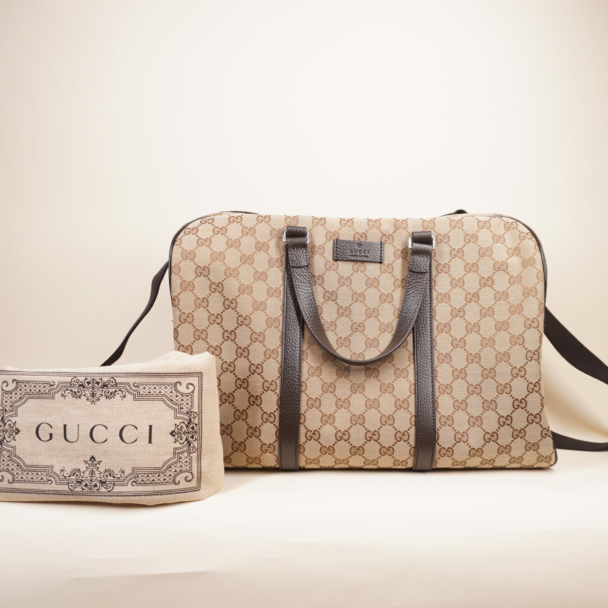 PRE-OWNED GG Canvas Medium Boston Carry On Duffle Bag