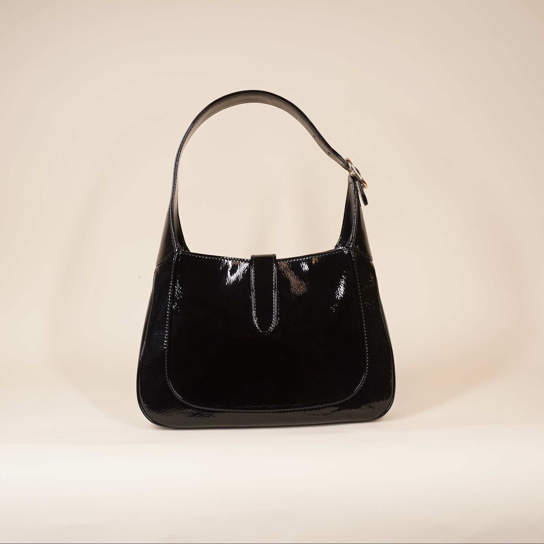 PRE-OWNED Jackie 1961 Small Black Patent Leather Shoulder Bag