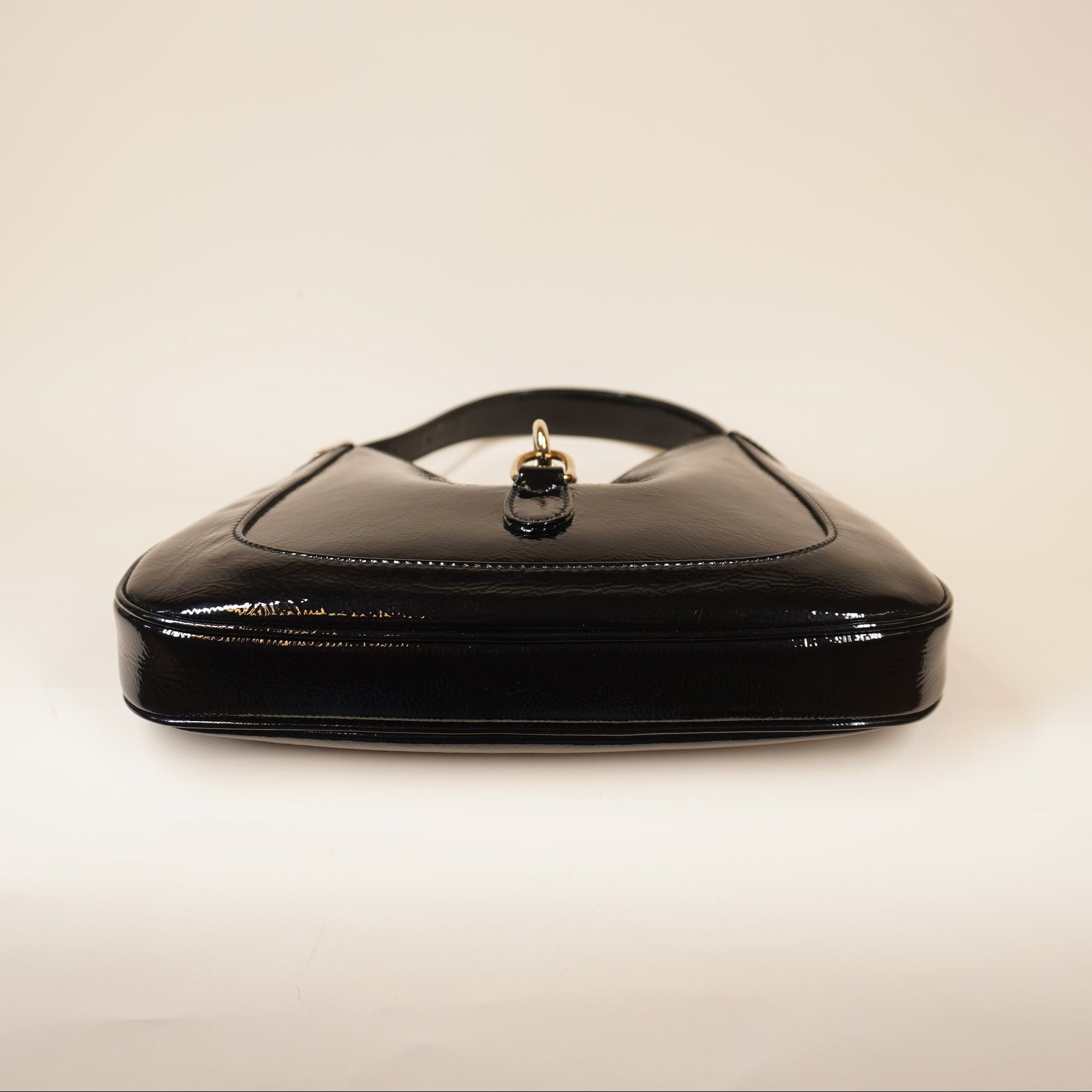 PRE-OWNED Jackie 1961 Small Black Patent Leather Shoulder Bag