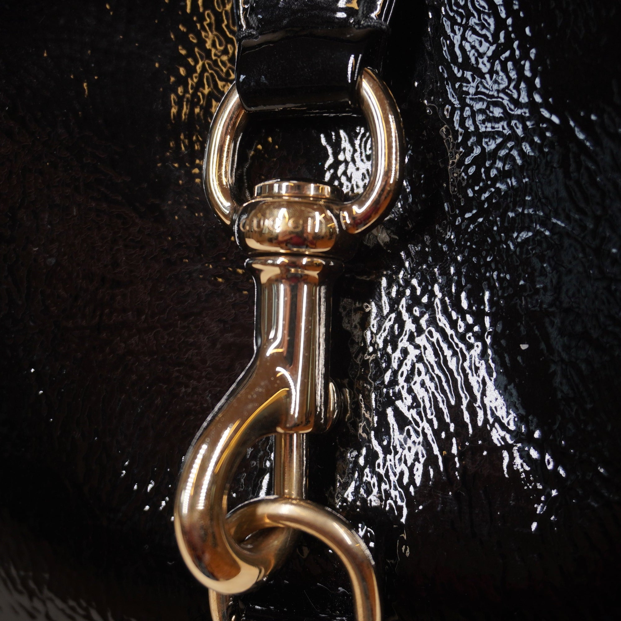 PRE-OWNED Jackie 1961 Small Black Patent Leather Shoulder Bag