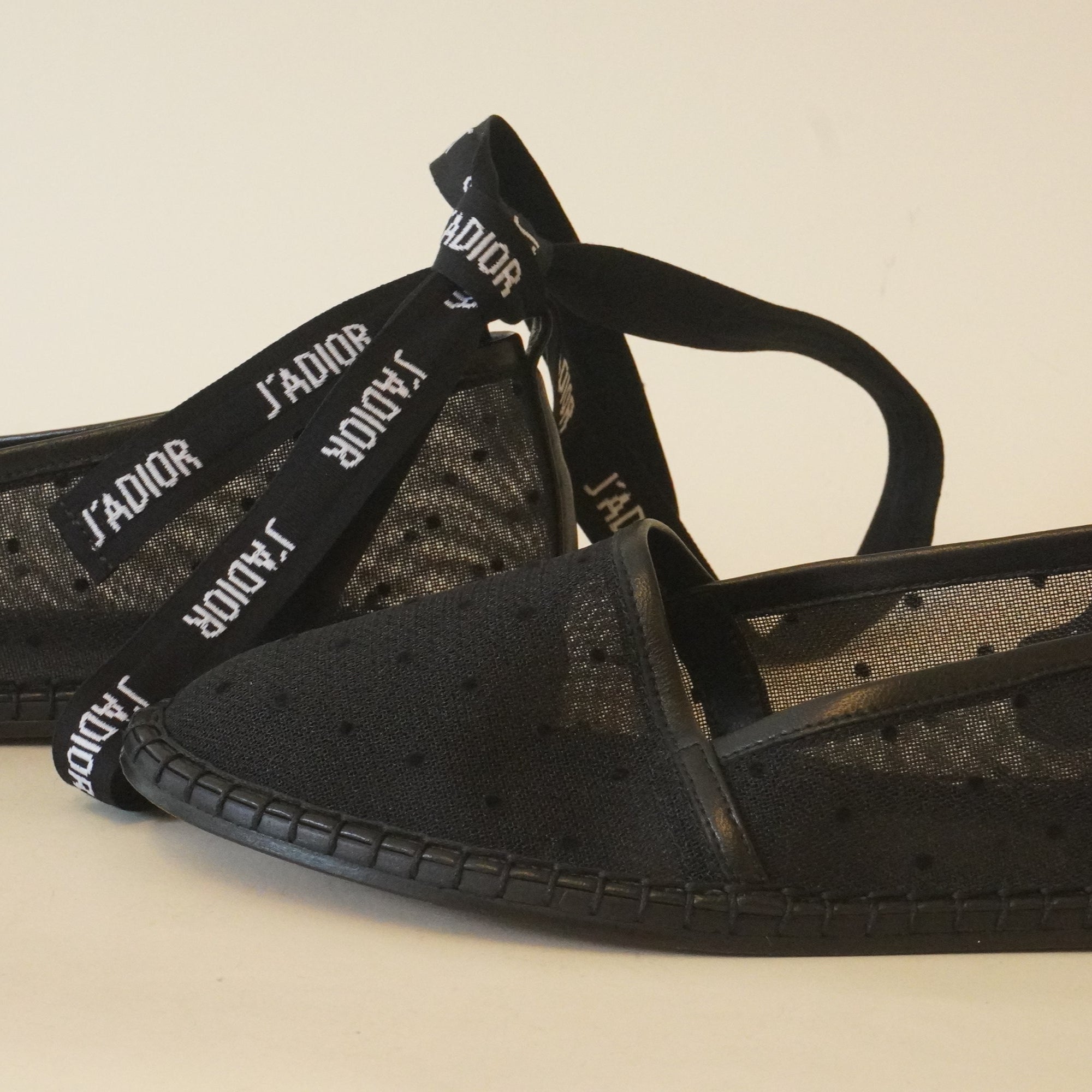 PRE-OWNED Lack Mesh and Leather Nicely D Espadrilles (Size 37 1/2)