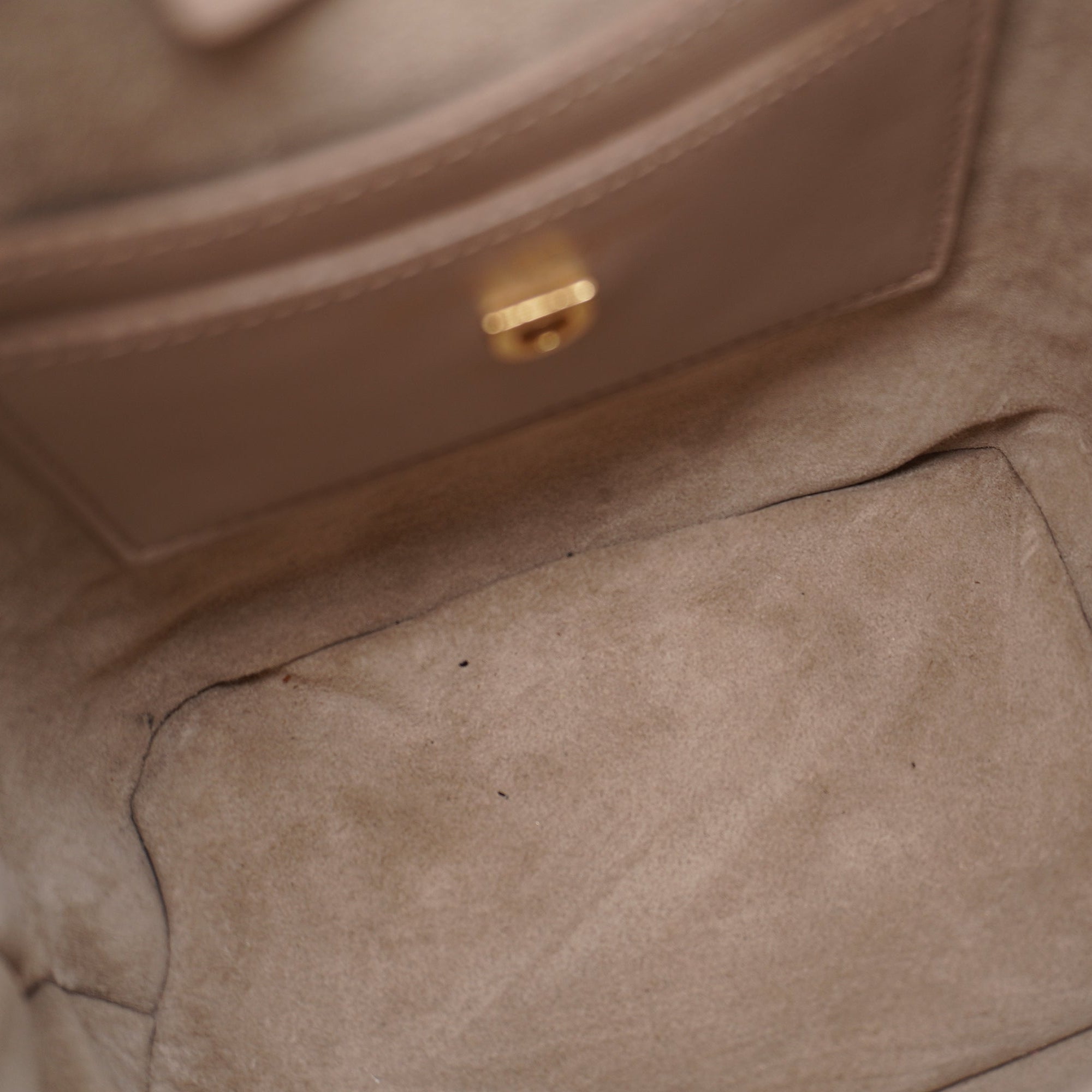 PRE-OWNED  Beige Calfskin Leather Gancini Bucket Shoulder Bag