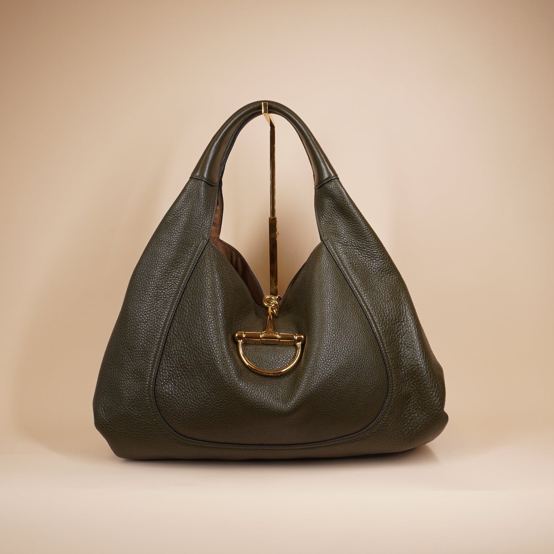 PRE-OWNED GG Softbit Maxi Dark Grenn Leather Shoulder Bag