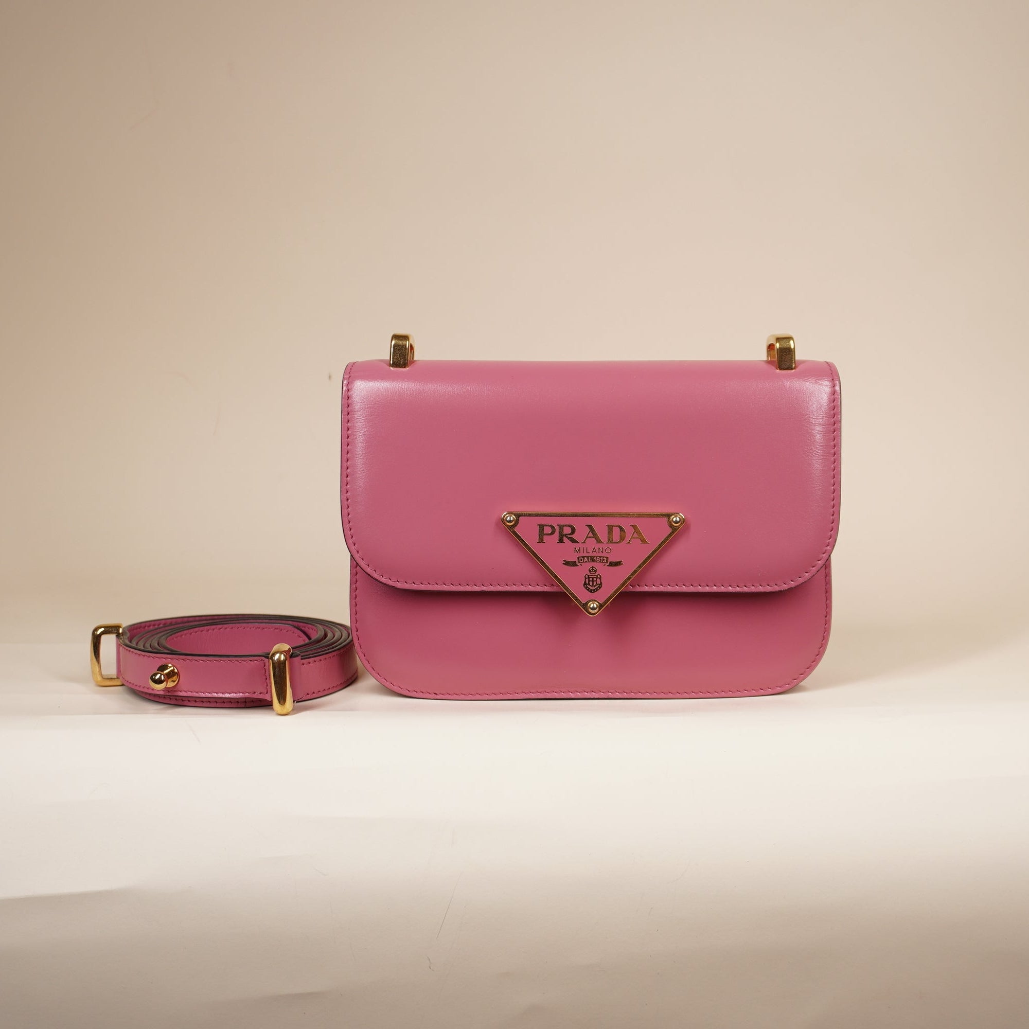 PRE-OWNED Emblème Saffiano Leather Pink Shoulder Bag