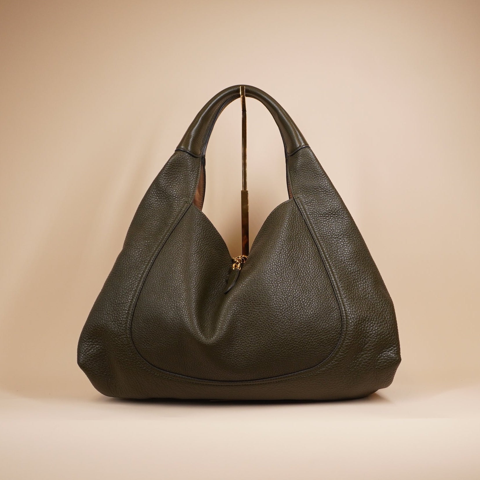 PRE-OWNED GG Softbit Maxi Dark Grenn Leather Shoulder Bag