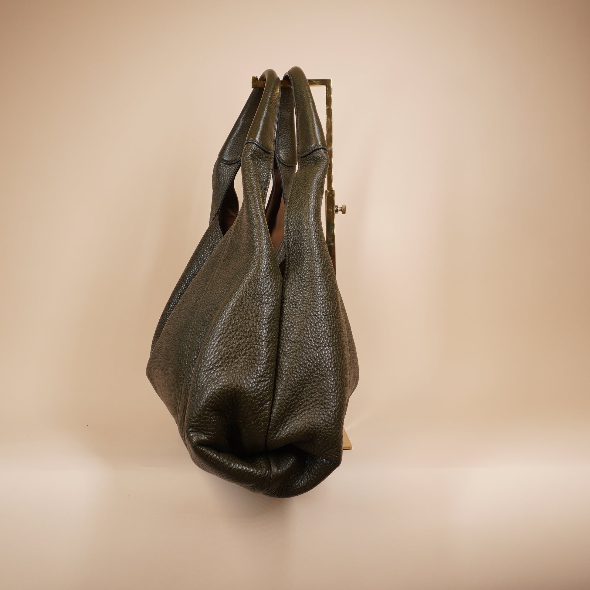 PRE-OWNED GG Softbit Maxi Dark Grenn Leather Shoulder Bag