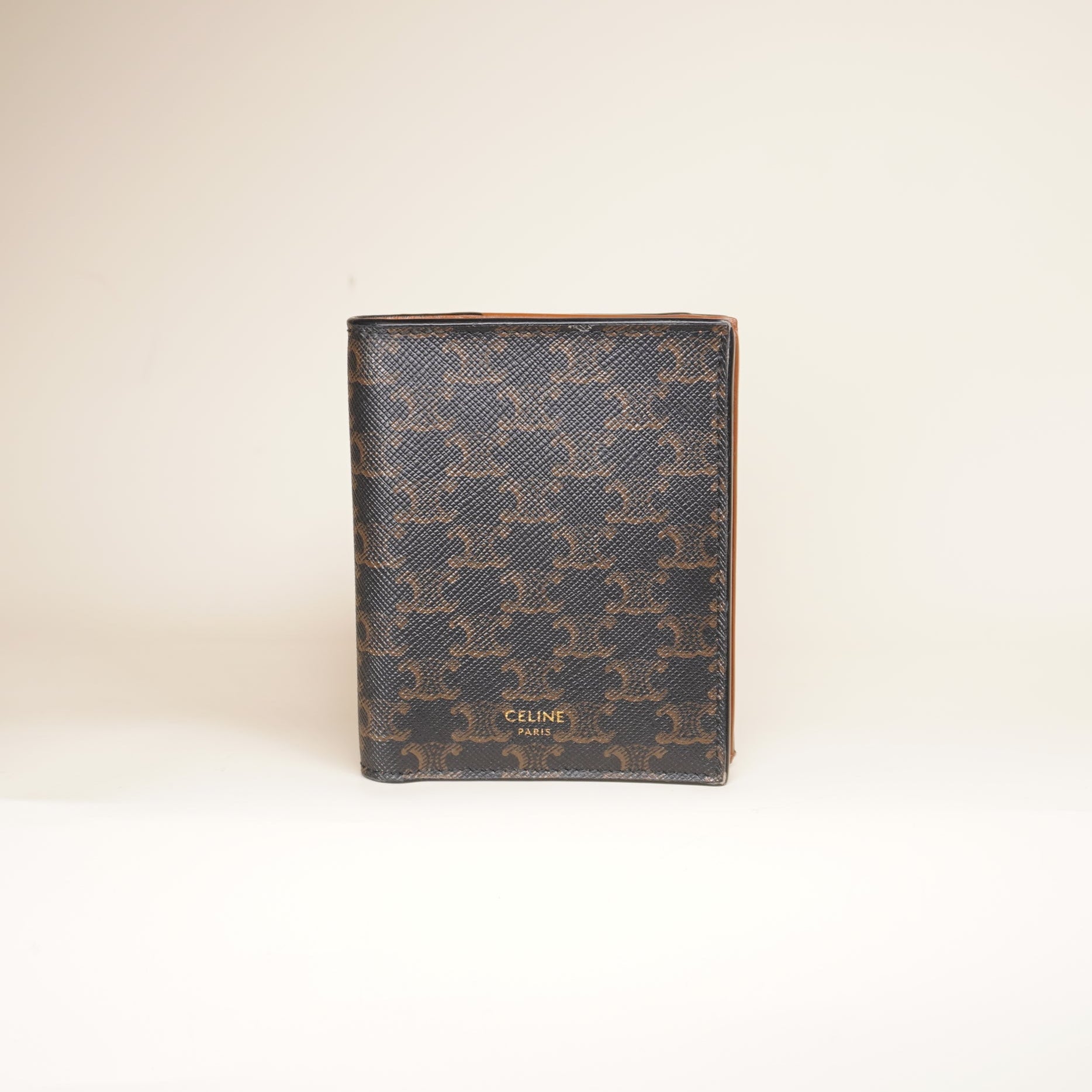 PRE-OWNED Bi-Fold Mini Wallet Triomphe Canvas Compact Wallet