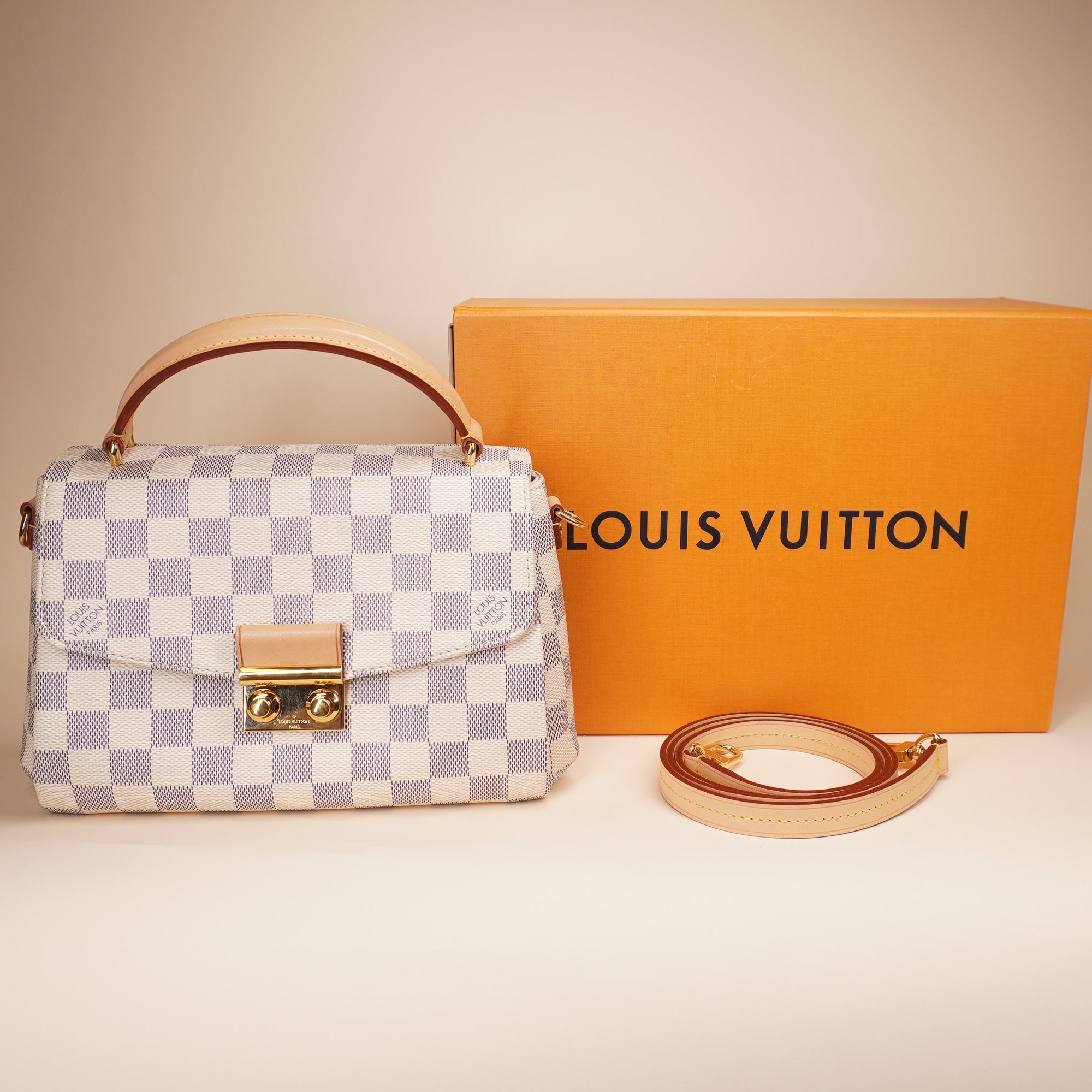LV Croisette Damier Azur Canvas Top Handle Shoulder Bag 