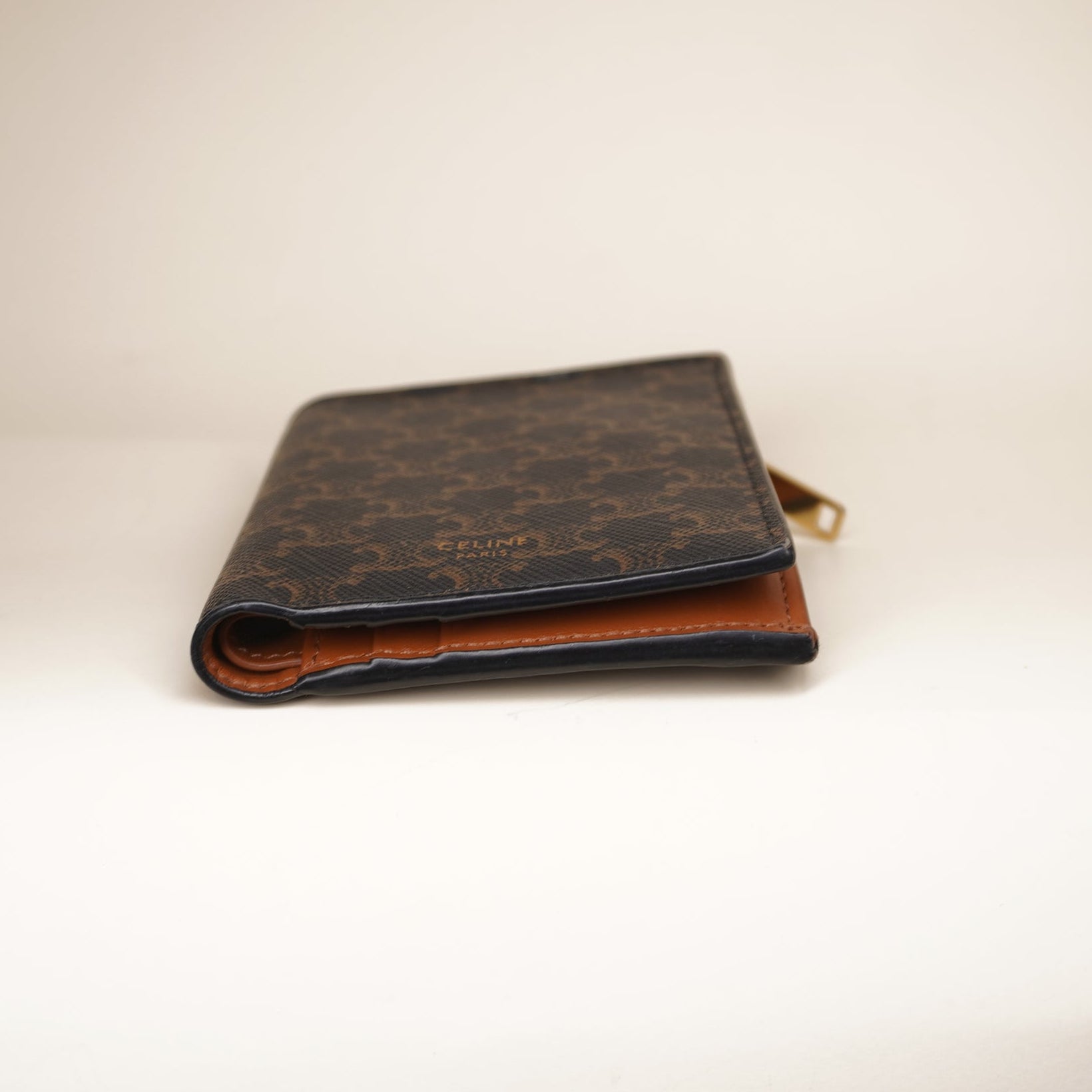 PRE-OWNED Bi-Fold Mini Wallet Triomphe Canvas Compact Wallet