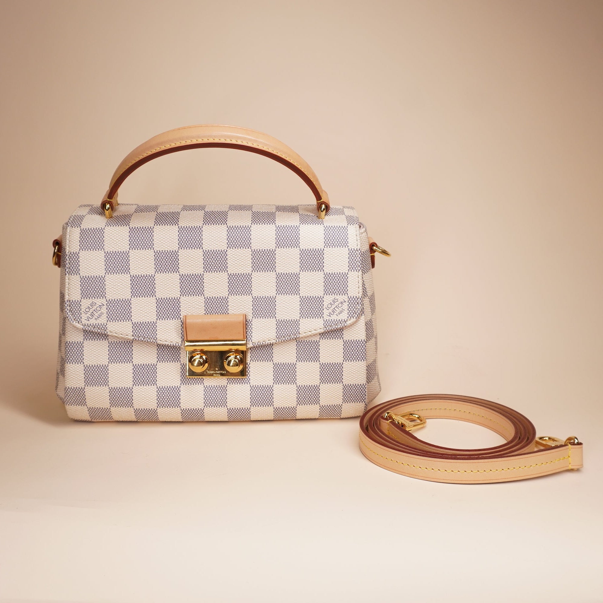 LV Croisette Damier Azur Canvas Top Handle Shoulder Bag 