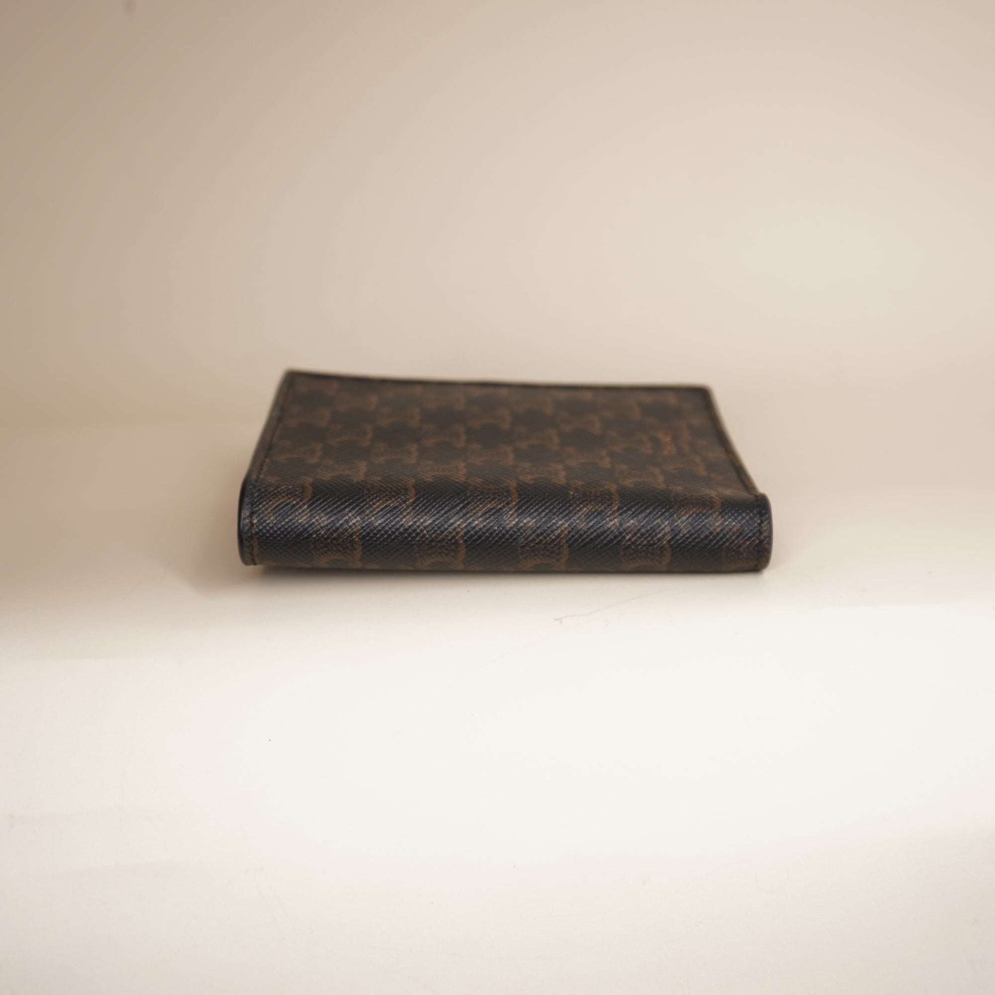 PRE-OWNED Bi-Fold Mini Wallet Triomphe Canvas Compact Wallet