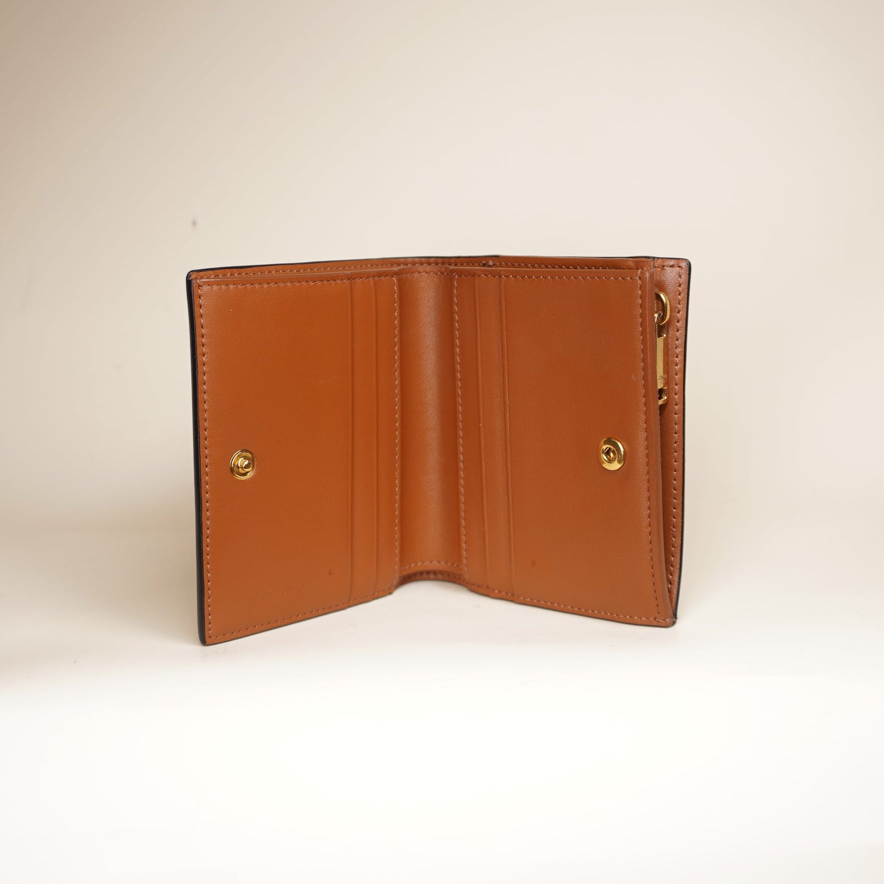 PRE-OWNED Bi-Fold Mini Wallet Triomphe Canvas Compact Wallet