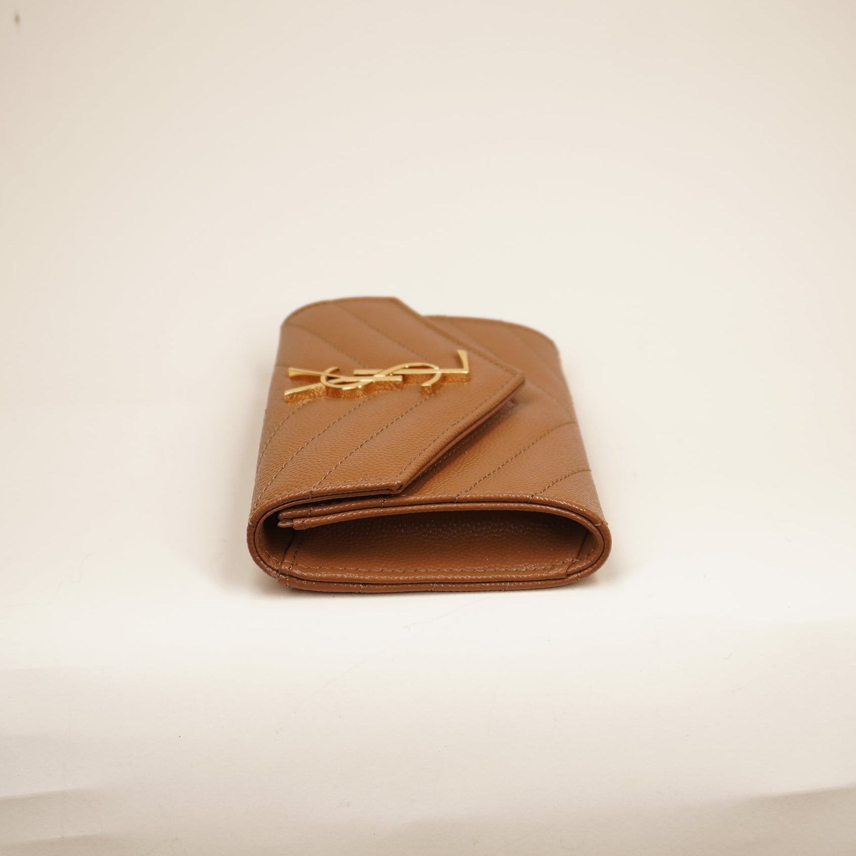 PRE-OWNED Camel Monogram Quilted Leather Envelope Wallet