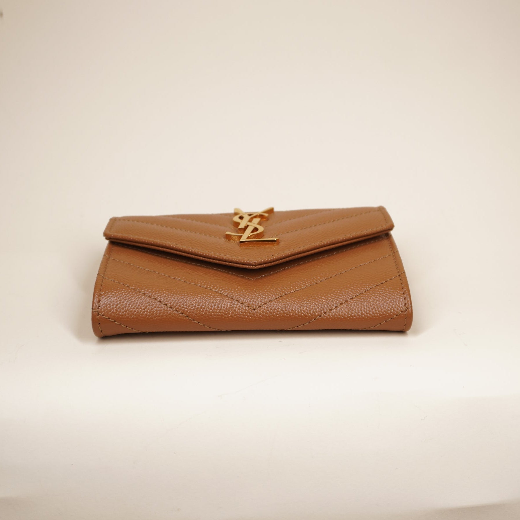 PRE-OWNED Camel Monogram Quilted Leather Envelope Wallet