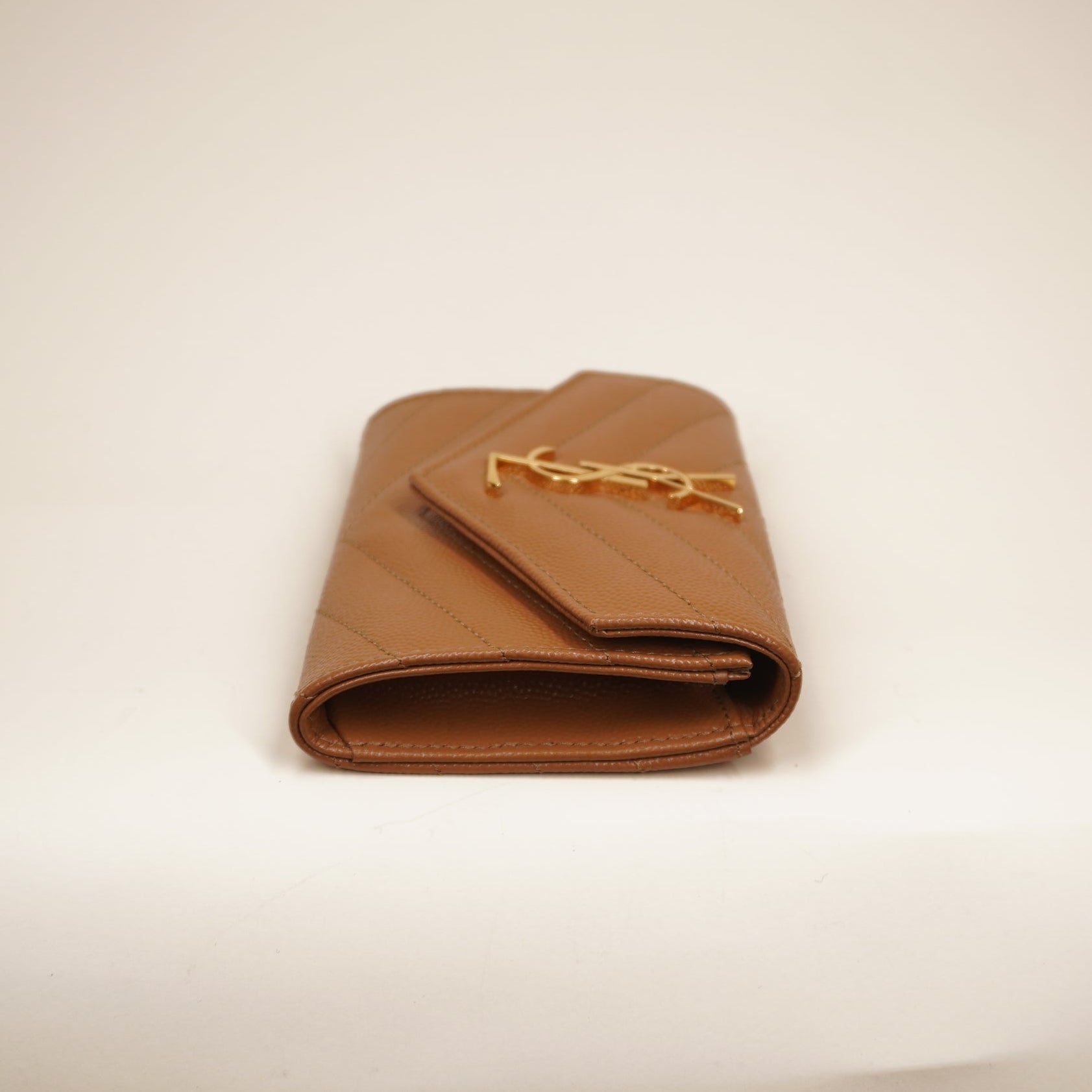 PRE-OWNED Camel Monogram Quilted Leather Envelope Wallet