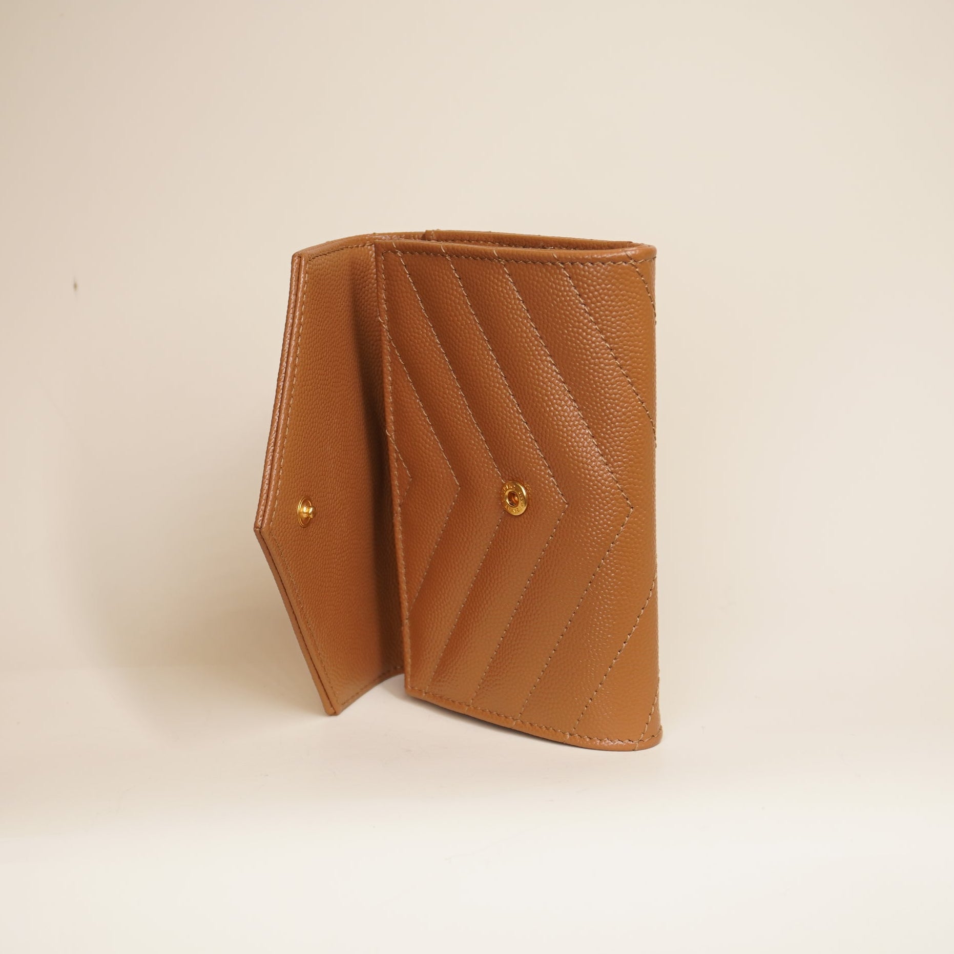 PRE-OWNED Camel Monogram Quilted Leather Envelope Wallet