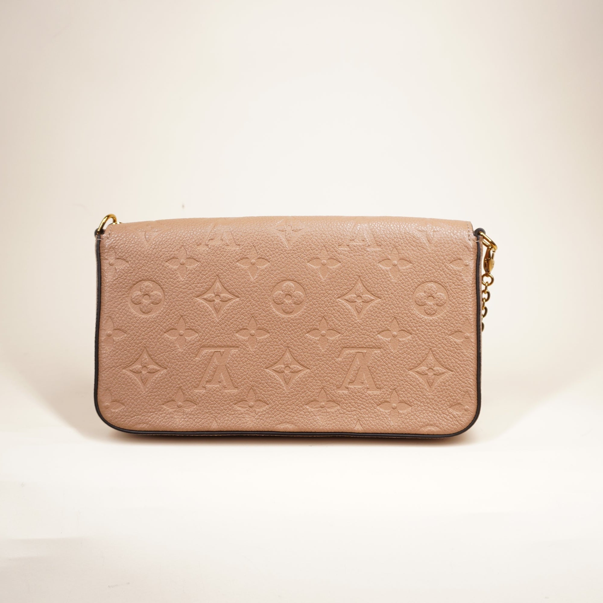 PRE-OWNED LV Pochette Felicie Monogram Empreinte Beige Shoulder Bag