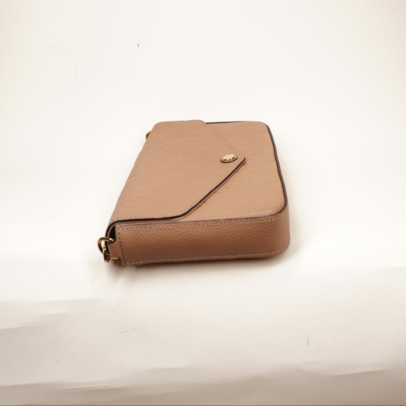 PRE-OWNED LV Pochette Felicie Monogram Empreinte Beige Shoulder Bag