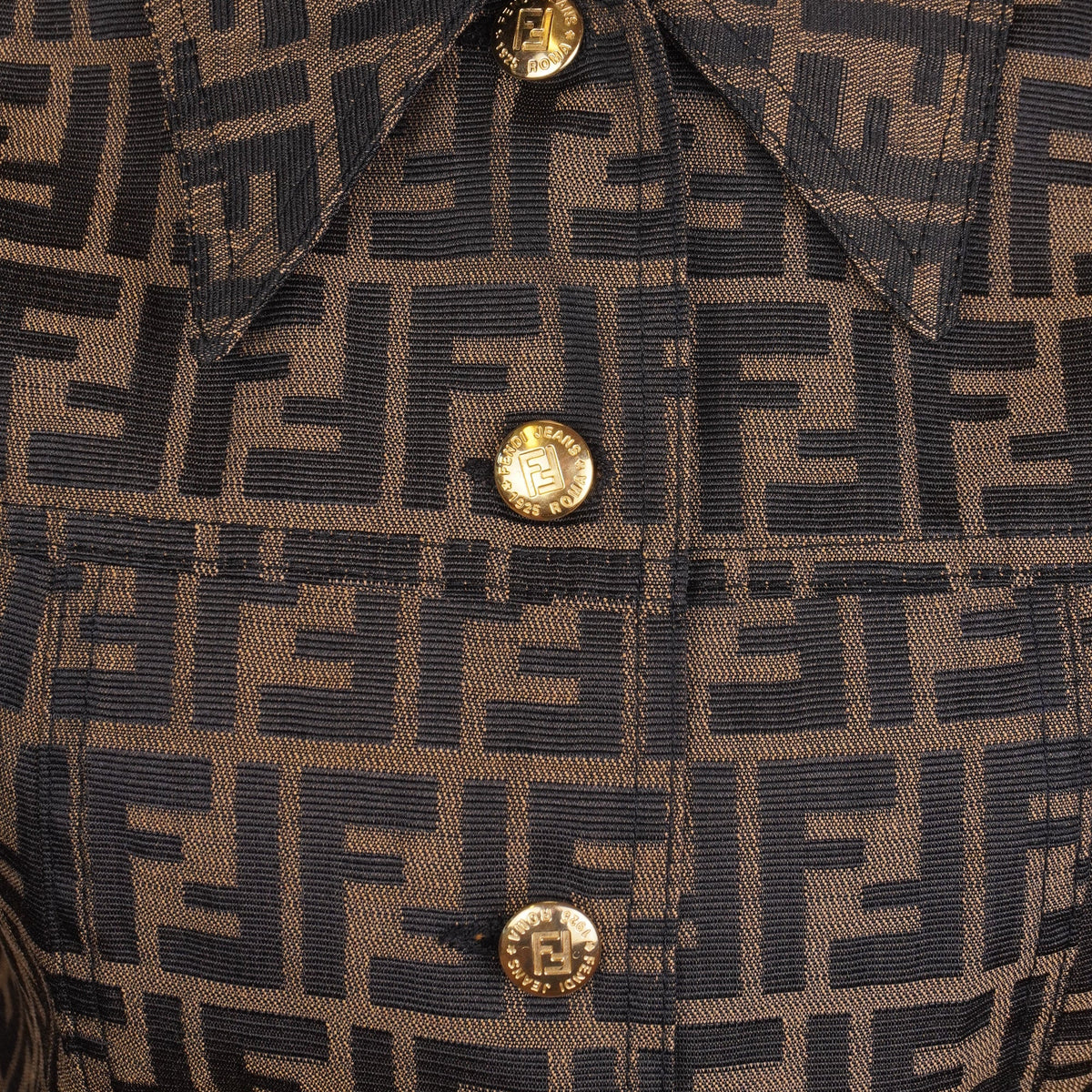 PRE-OWNED FF Zucca Pattern Buttoned Waistcoat In Brown