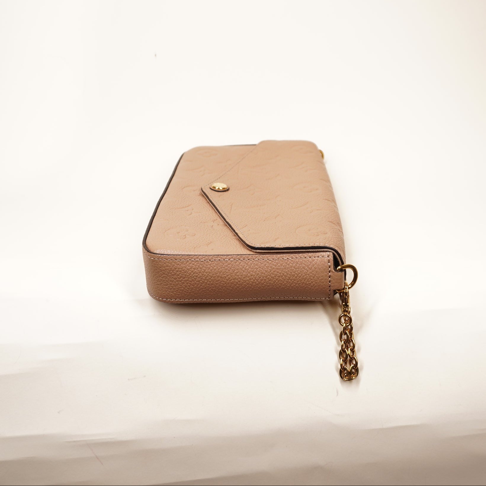 PRE-OWNED LV Pochette Felicie Monogram Empreinte Beige Shoulder Bag