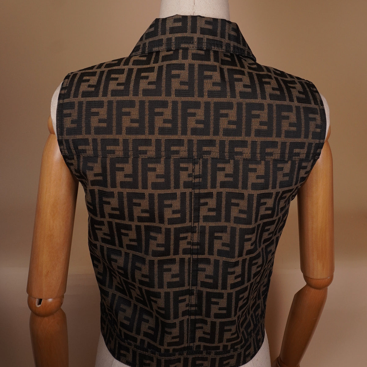 PRE-OWNED FF Zucca Pattern Buttoned Waistcoat In Brown